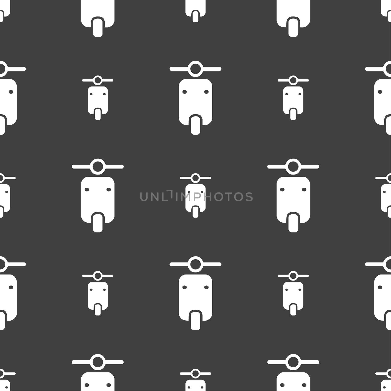 motorcycle icon sign. Seamless pattern on a gray background.  by serhii_lohvyniuk