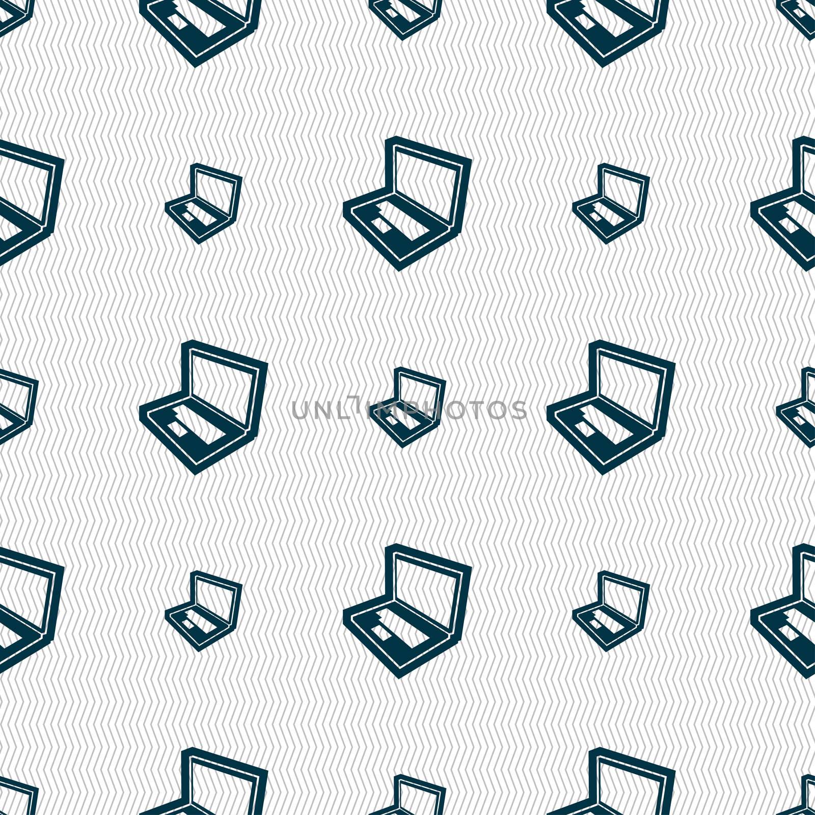 Laptop icon sign. Seamless pattern with geometric texture.  by serhii_lohvyniuk