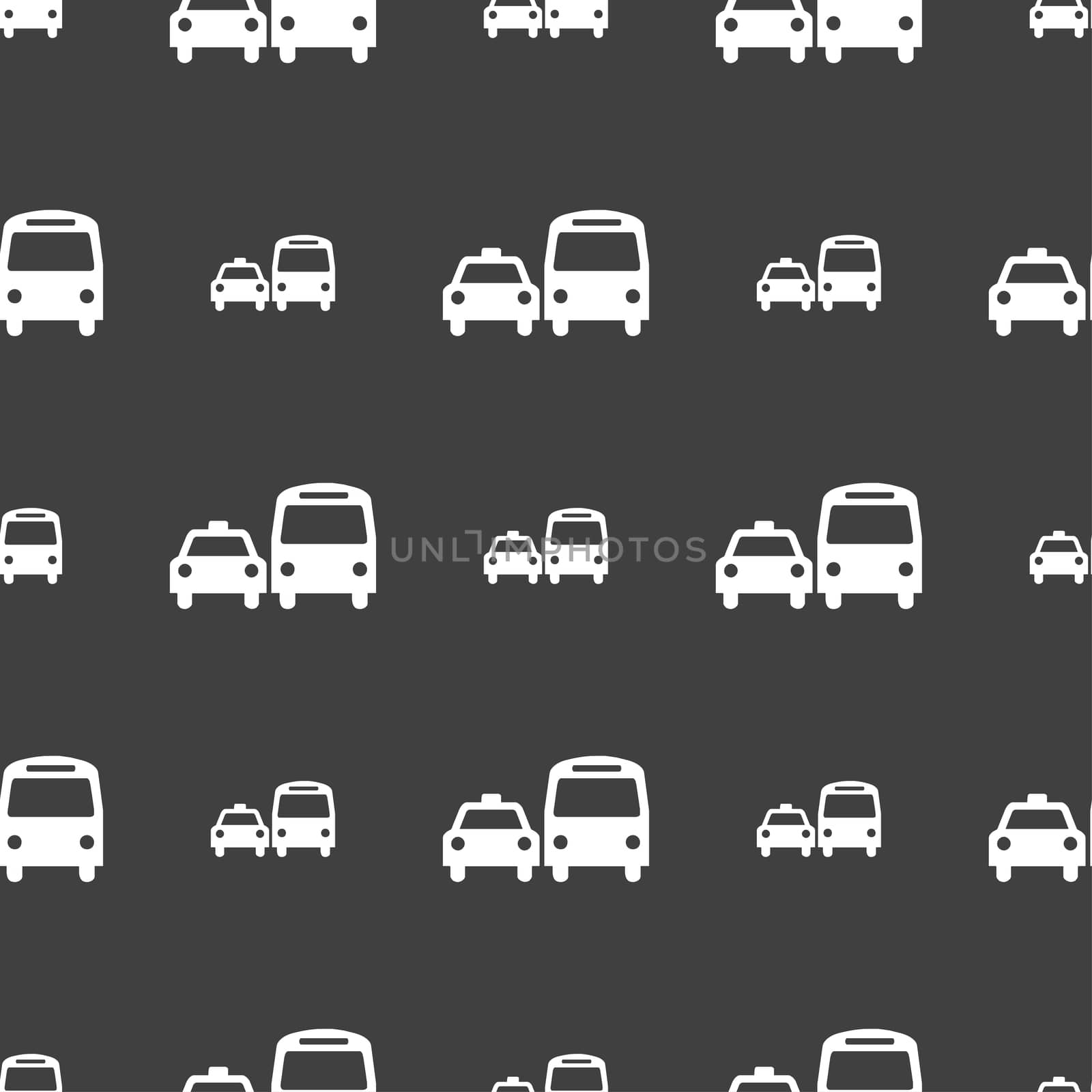 taxi icon sign. Seamless pattern on a gray background.  by serhii_lohvyniuk