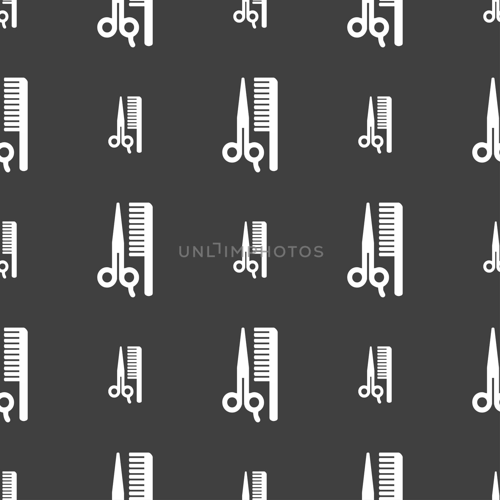hair icon sign. Seamless pattern on a gray background. illustration