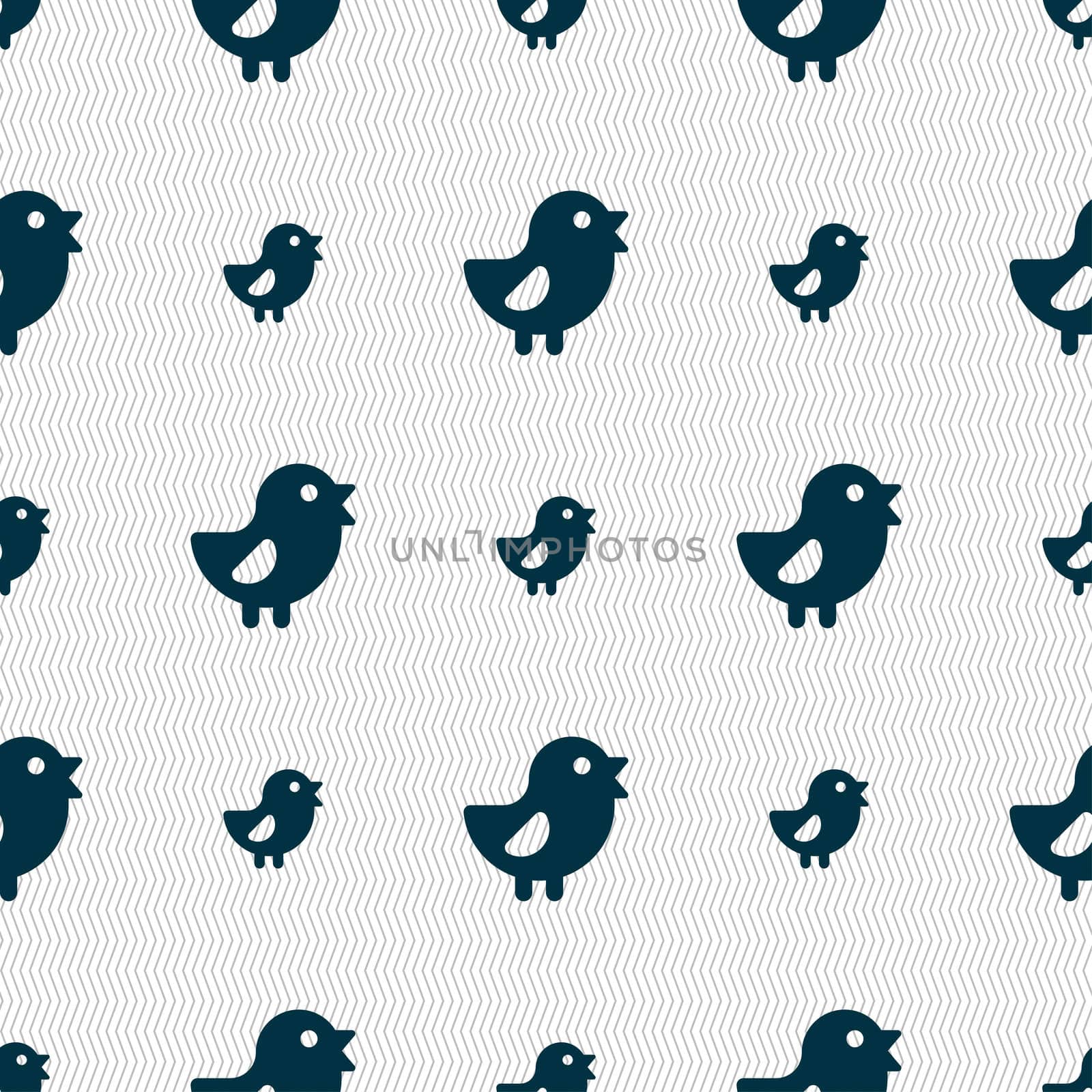 chicken, Bird icon sign. Seamless pattern with geometric texture.  by serhii_lohvyniuk