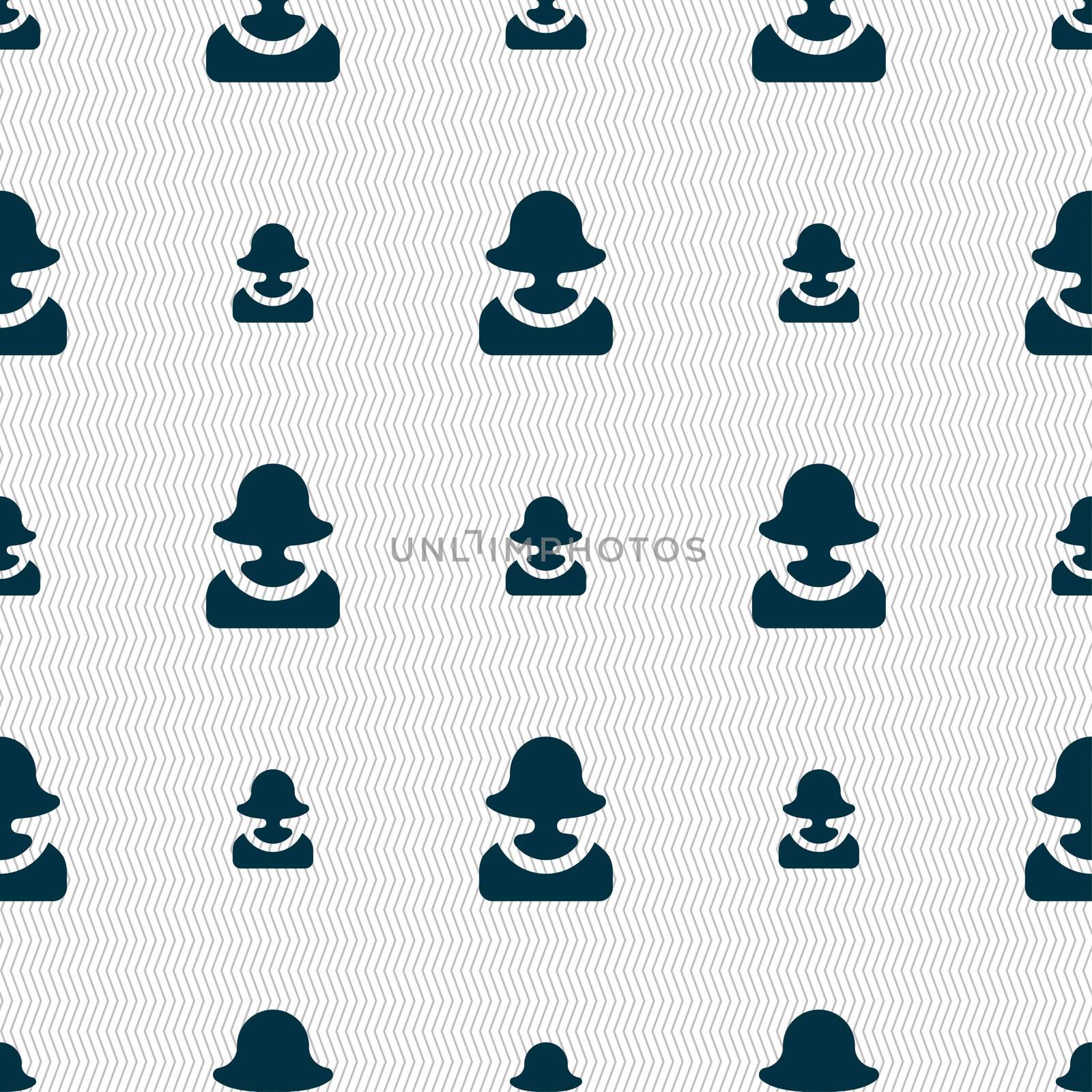 female silhouette icon sign. Seamless pattern with geometric texture.  by serhii_lohvyniuk