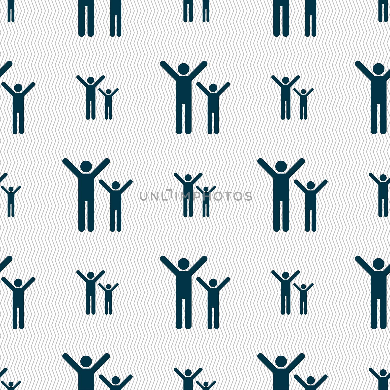 happy family icon sign. Seamless pattern with geometric texture.  by serhii_lohvyniuk