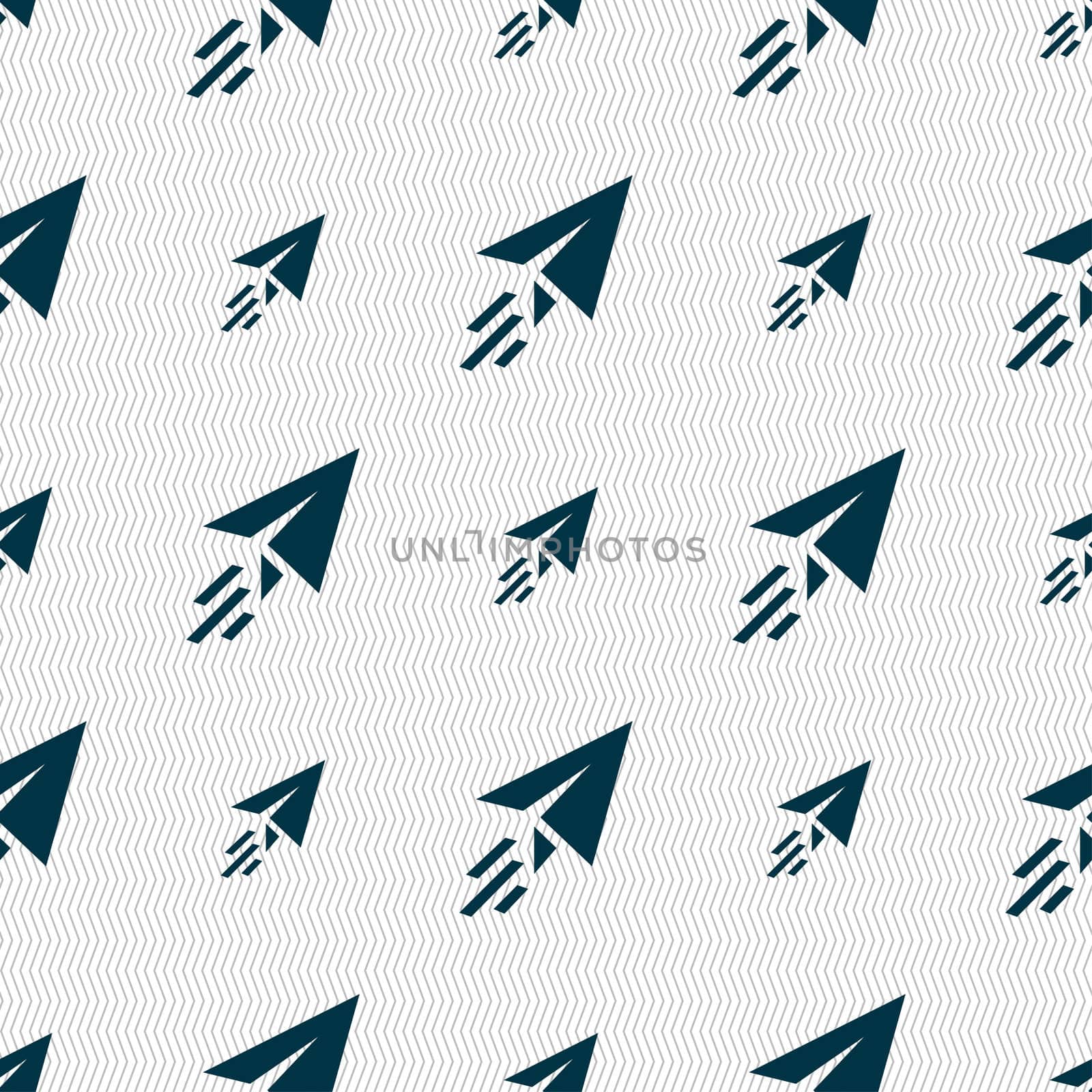 Paper airplane icon sign. Seamless pattern with geometric texture.  by serhii_lohvyniuk