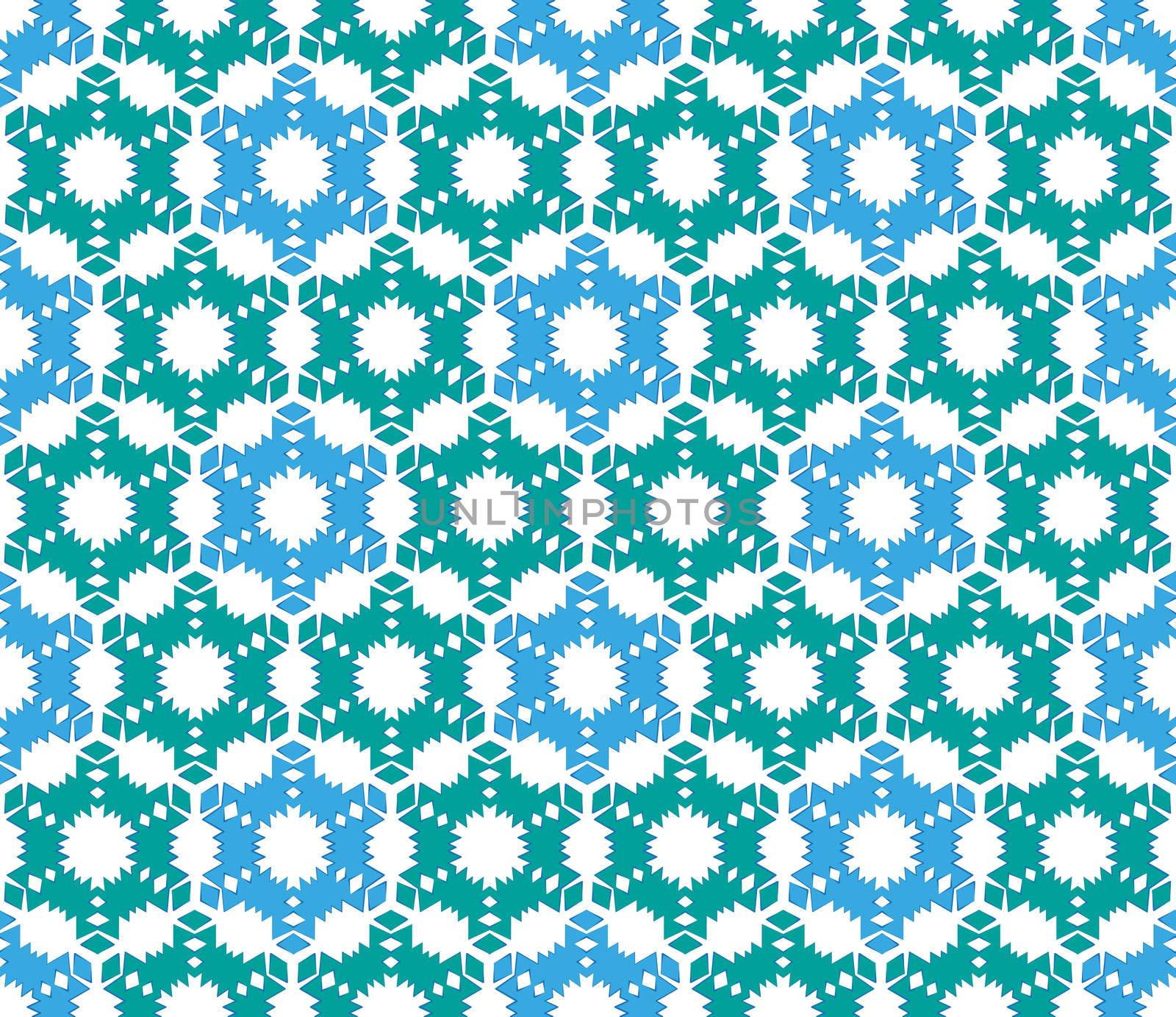 Christmas snowflake pattern on paper blue and Green