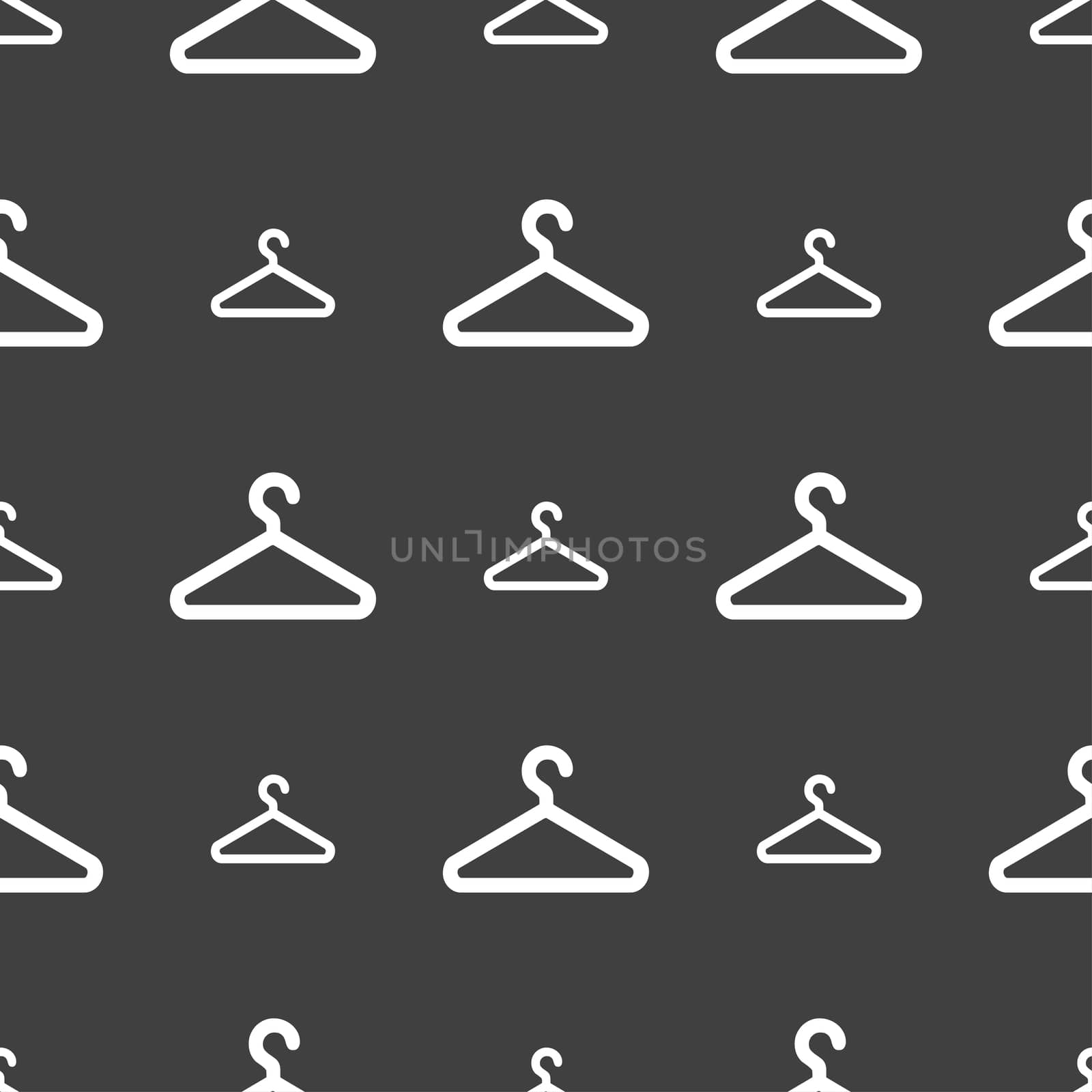 clothes hanger icon sign. Seamless pattern on a gray background.  by serhii_lohvyniuk