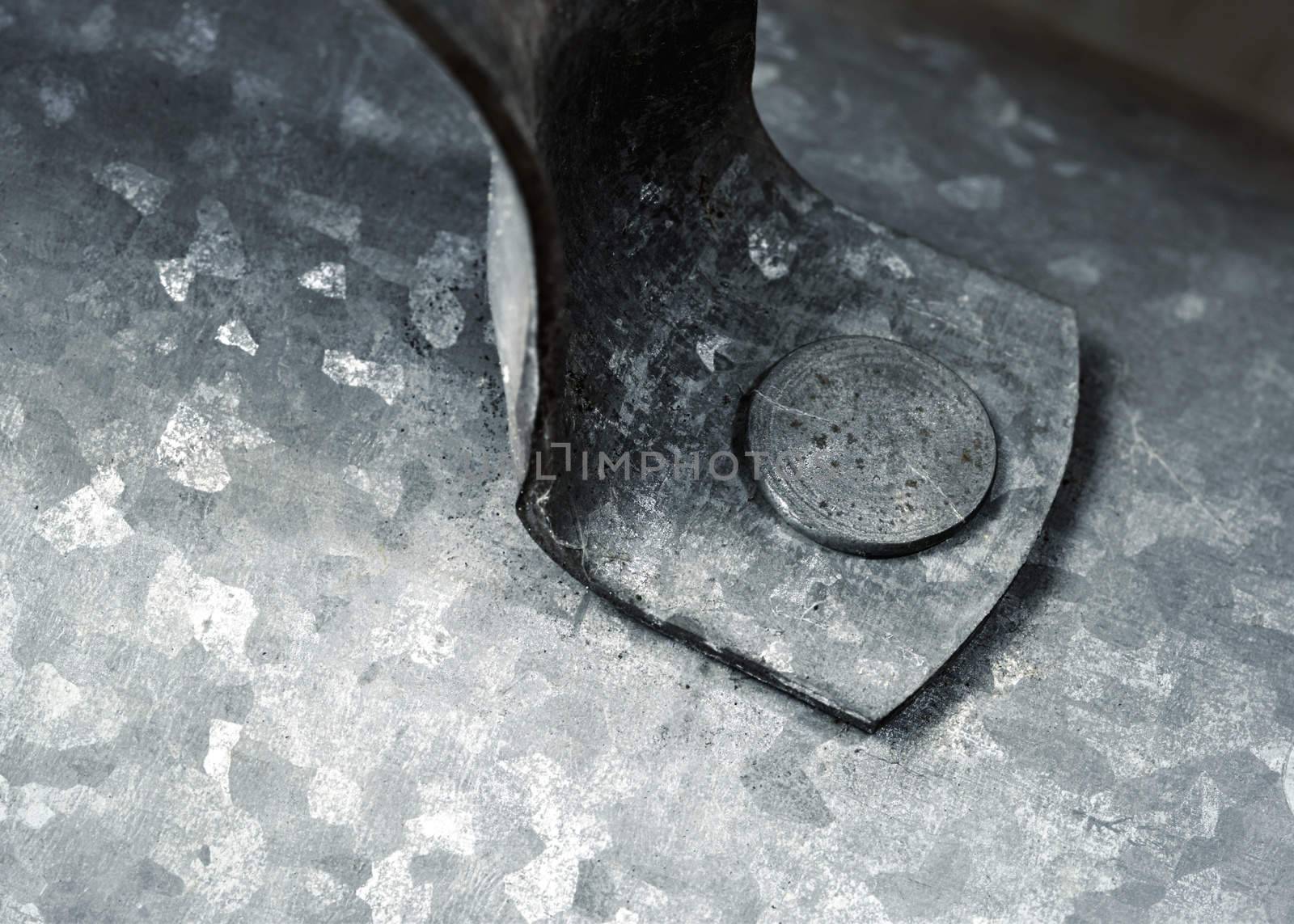 background or texture riveted metal handle for galvanized sheet