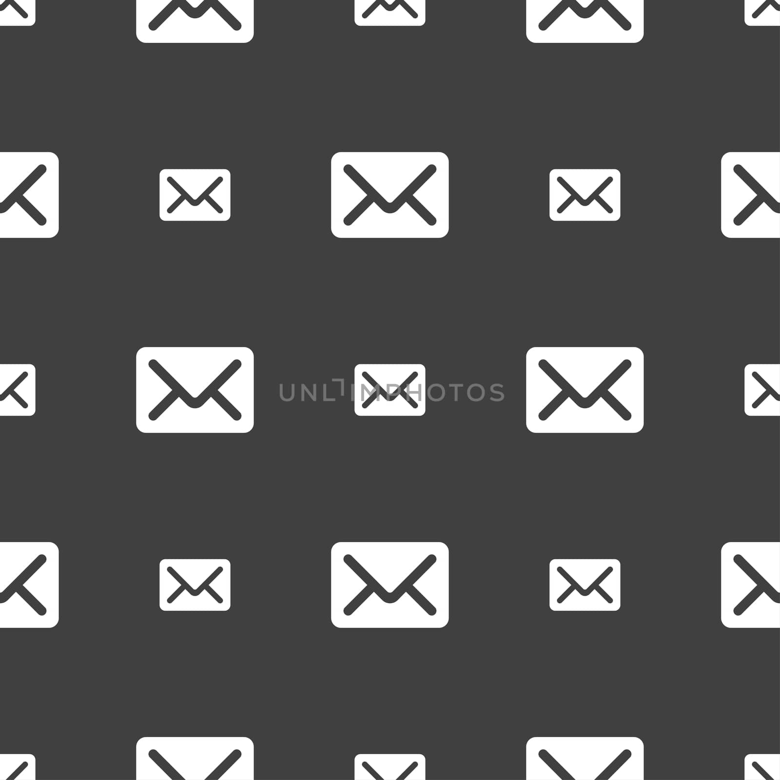 Mail, envelope, letter icon sign. Seamless pattern on a gray background. illustration