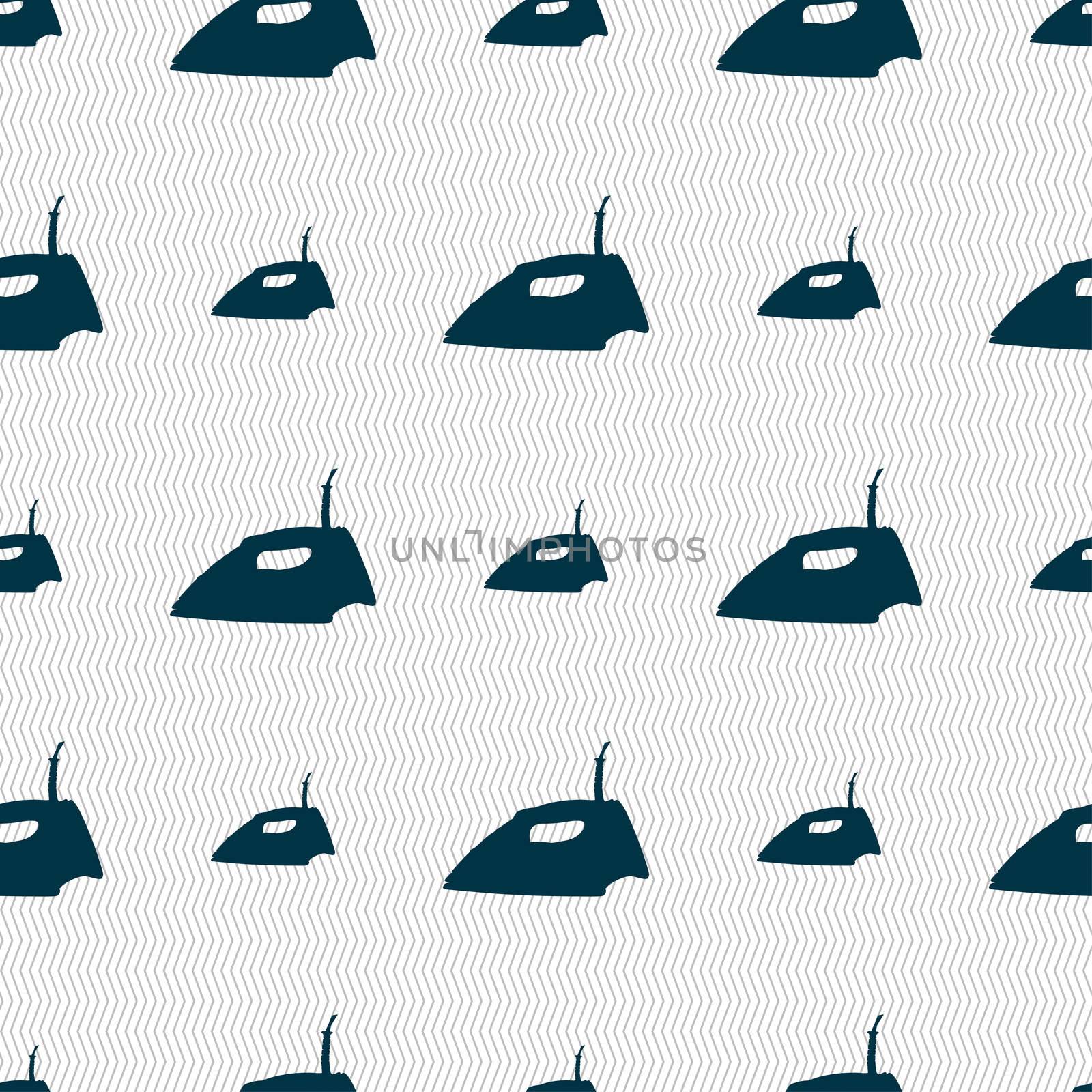 Iron icon sign. Seamless pattern with geometric texture. illustration