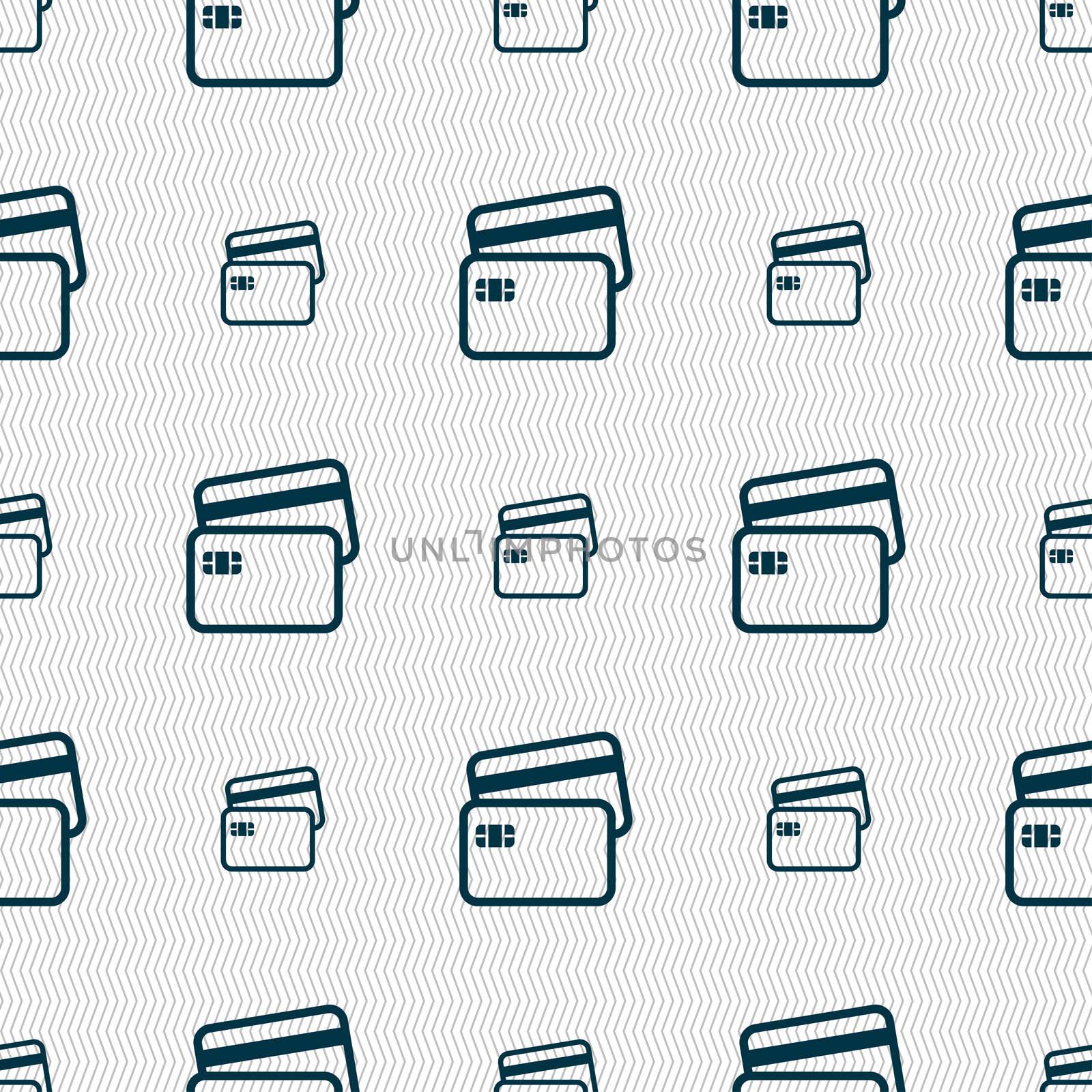 Credit card icon sign. Seamless pattern with geometric texture. illustration