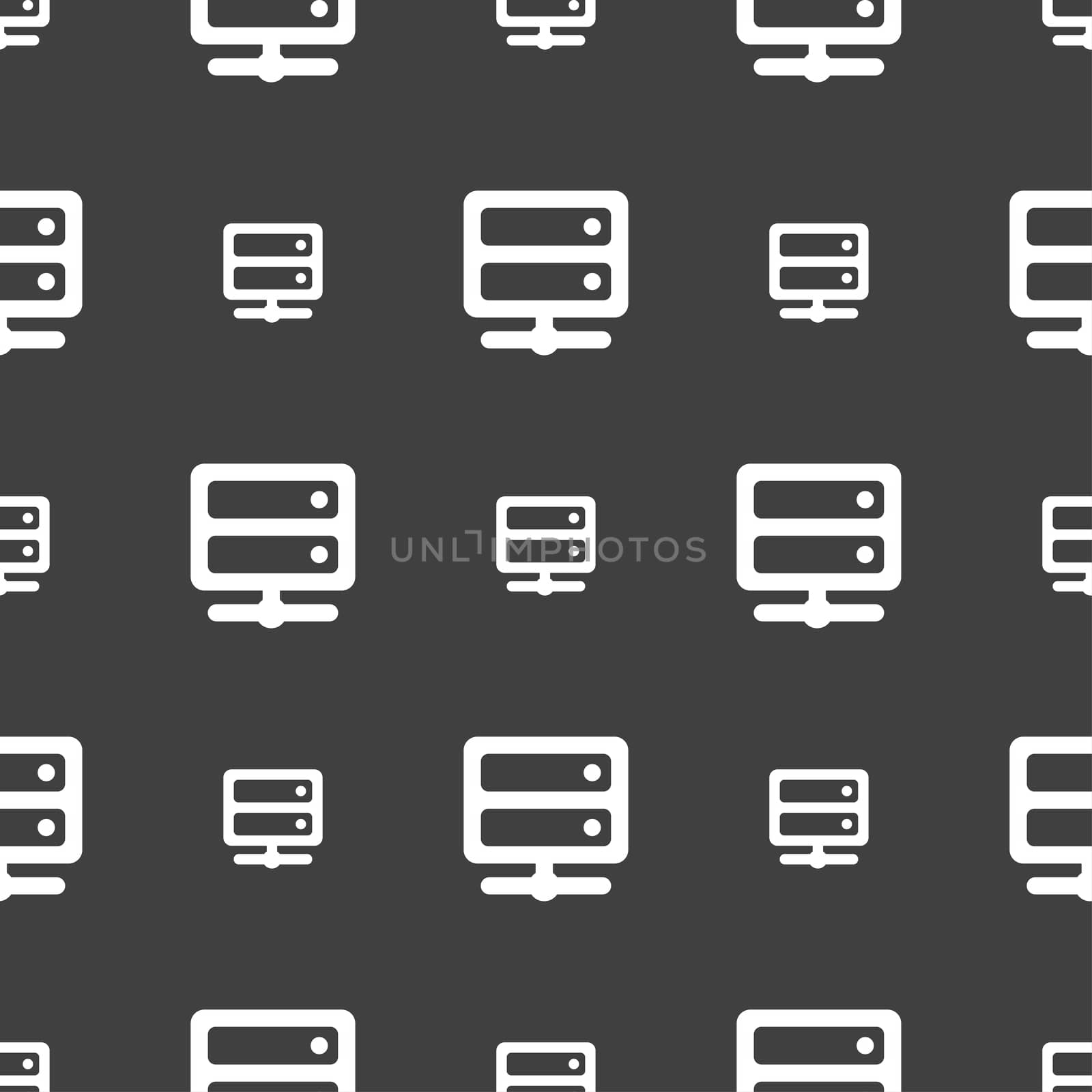 Server icon sign. Seamless pattern on a gray background.  by serhii_lohvyniuk