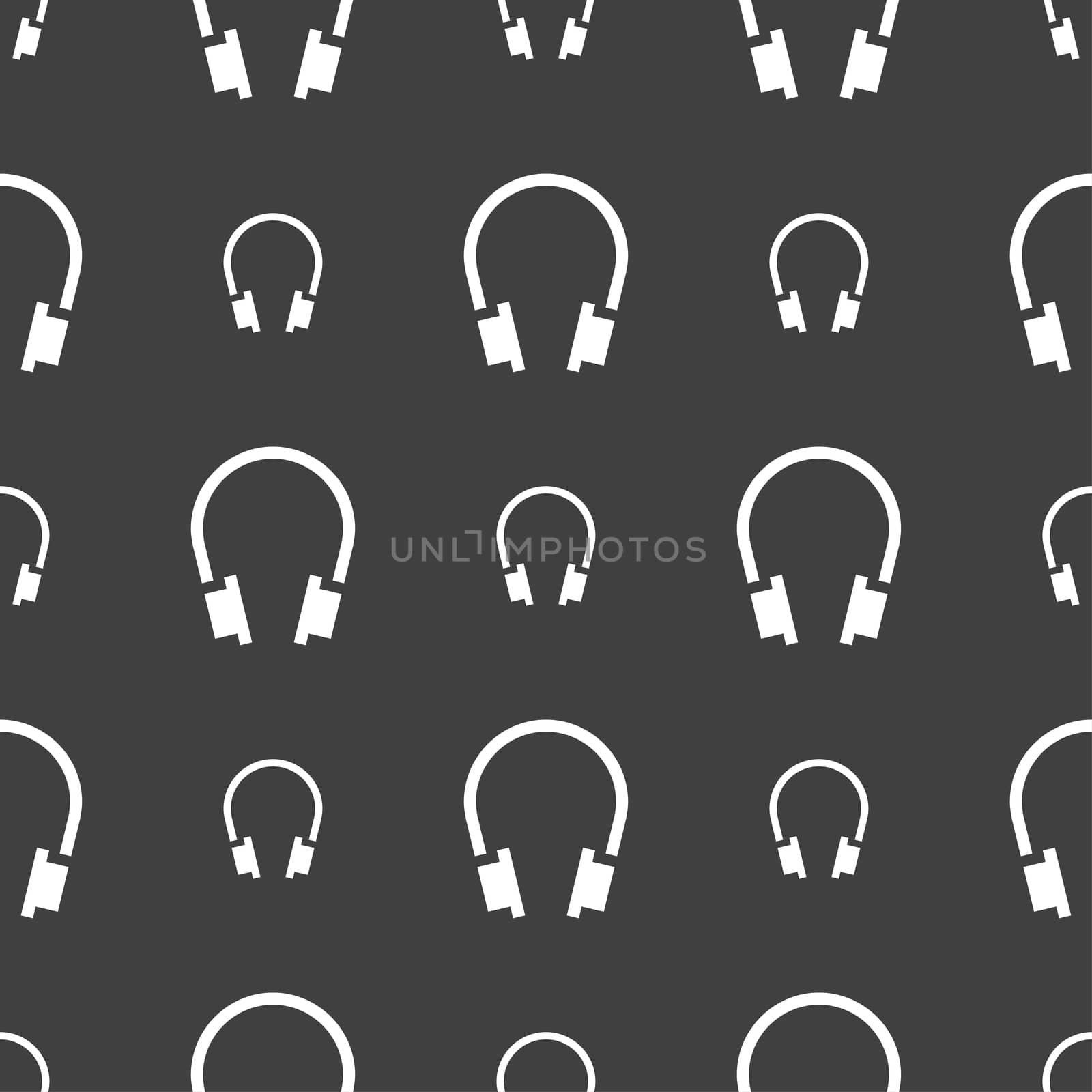 headsets icon sign. Seamless pattern on a gray background.  by serhii_lohvyniuk