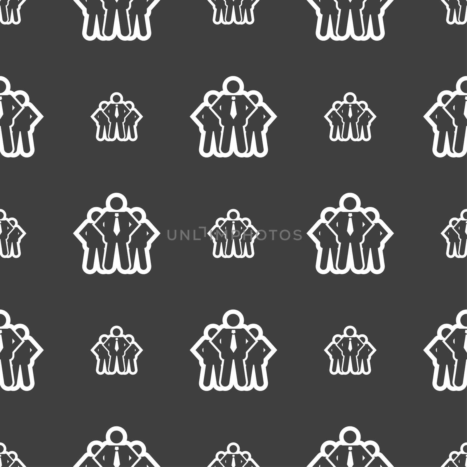 business team icon sign. Seamless pattern on a gray background.  by serhii_lohvyniuk