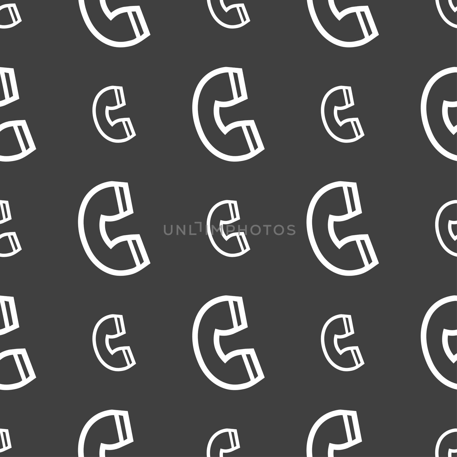 handset icon sign. Seamless pattern on a gray background.  by serhii_lohvyniuk