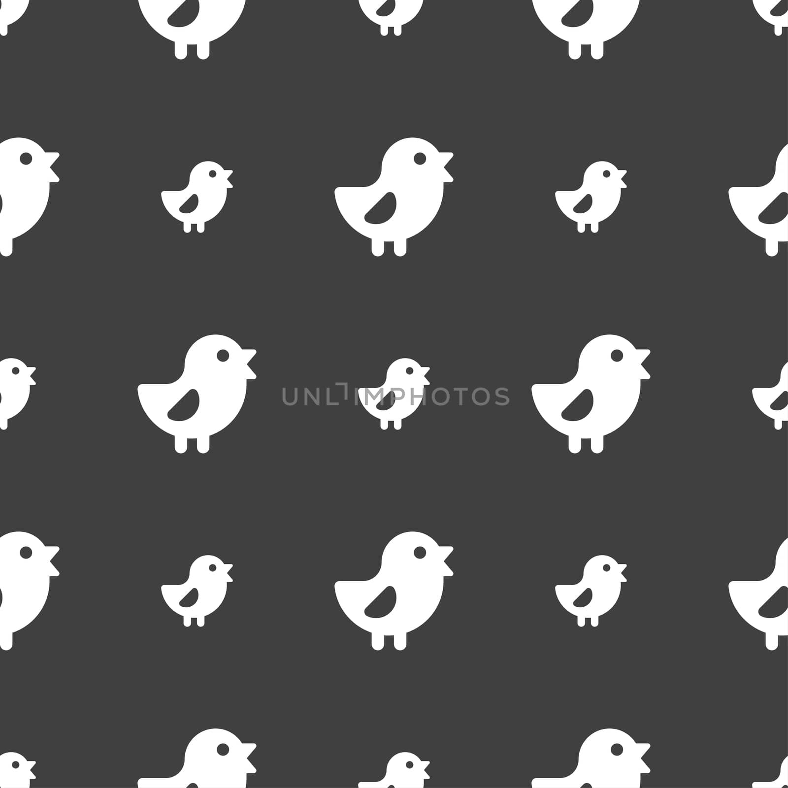 chicken, Bird icon sign. Seamless pattern on a gray background. illustration