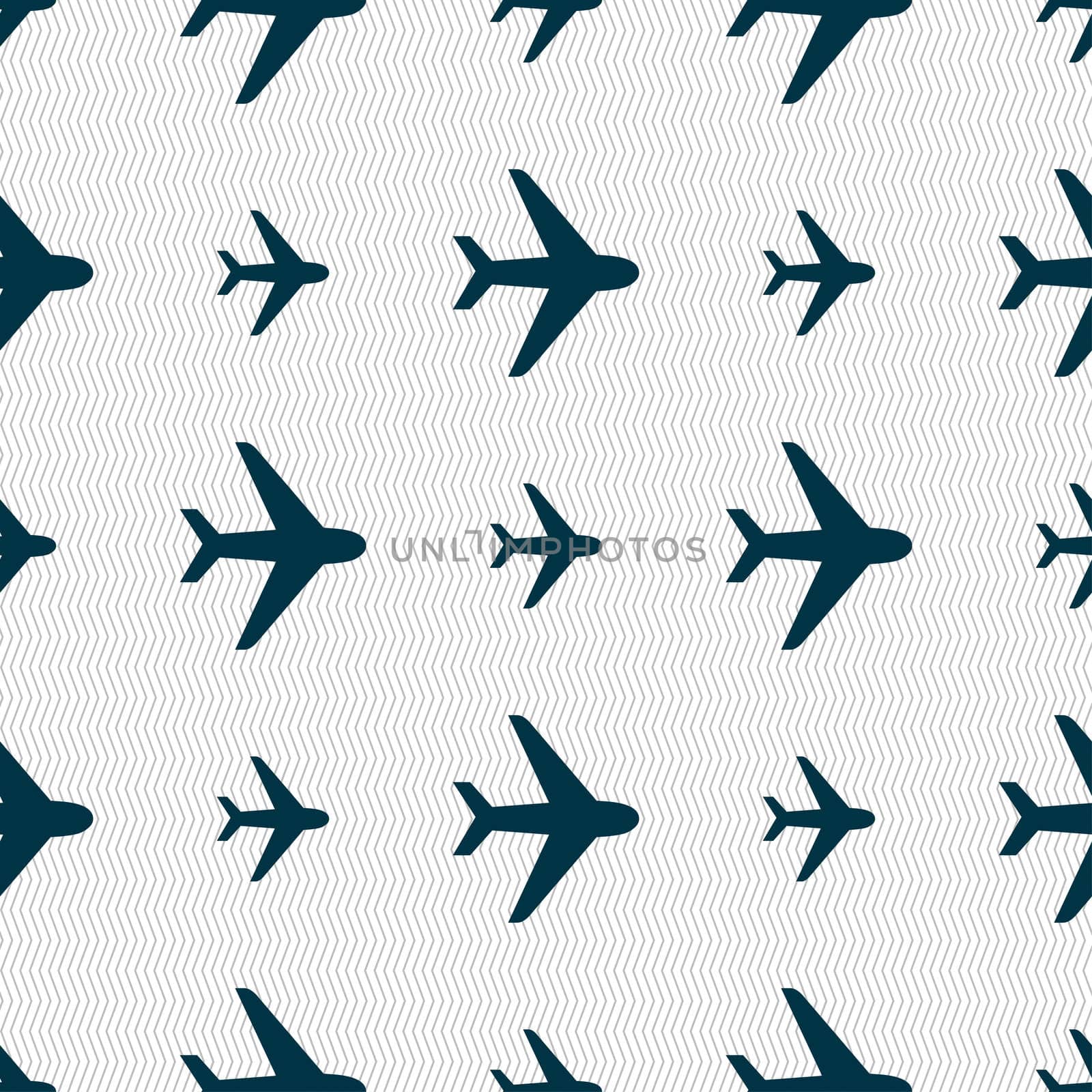 Plane icon sign. Seamless pattern with geometric texture.  by serhii_lohvyniuk