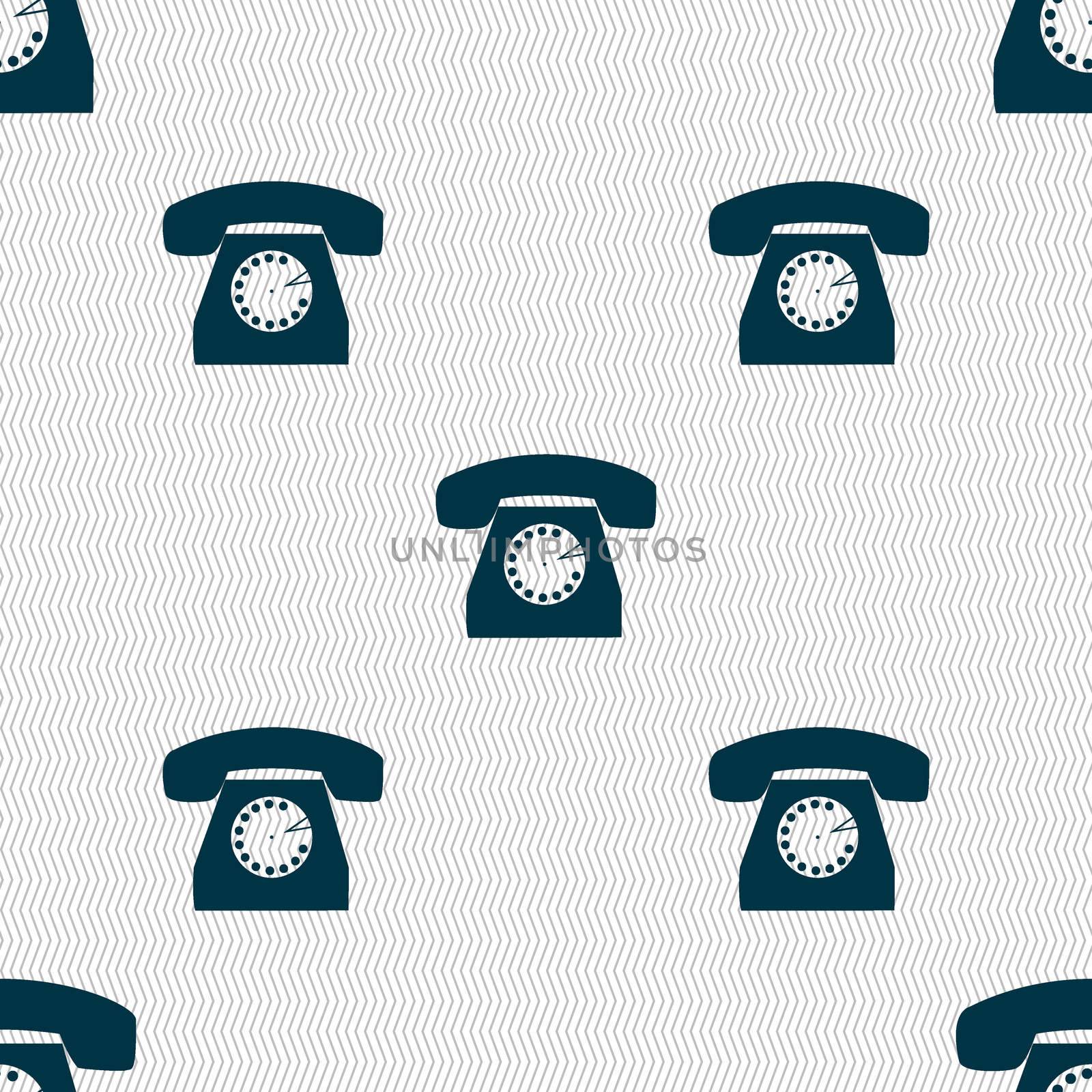 Retro telephone icon symbol. Seamless abstract background with geometric shapes.  by serhii_lohvyniuk