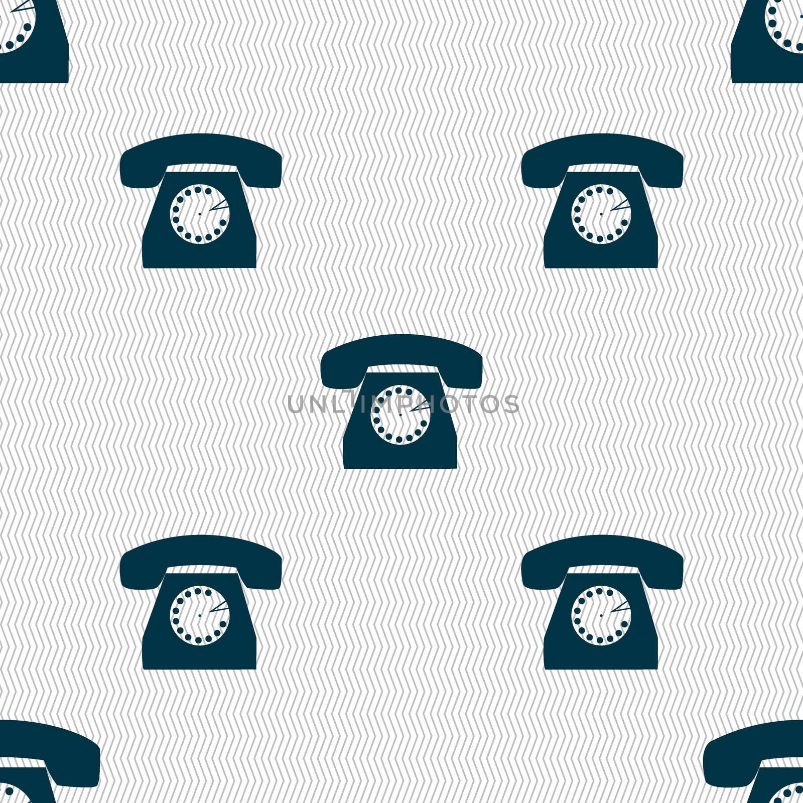 Retro telephone icon symbol. Seamless abstract background with geometric shapes. illustration