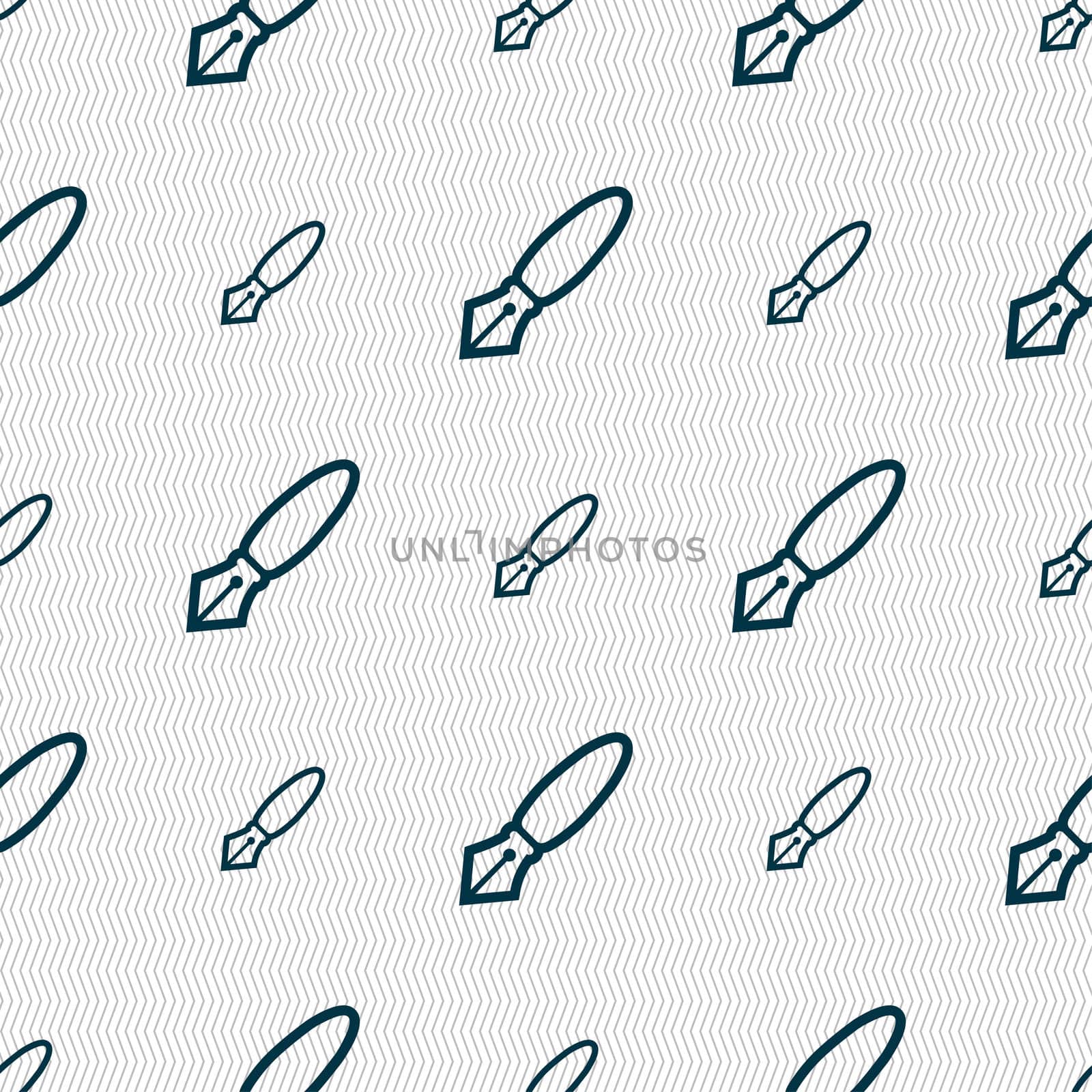 Pen icon sign. Seamless pattern with geometric texture. illustration