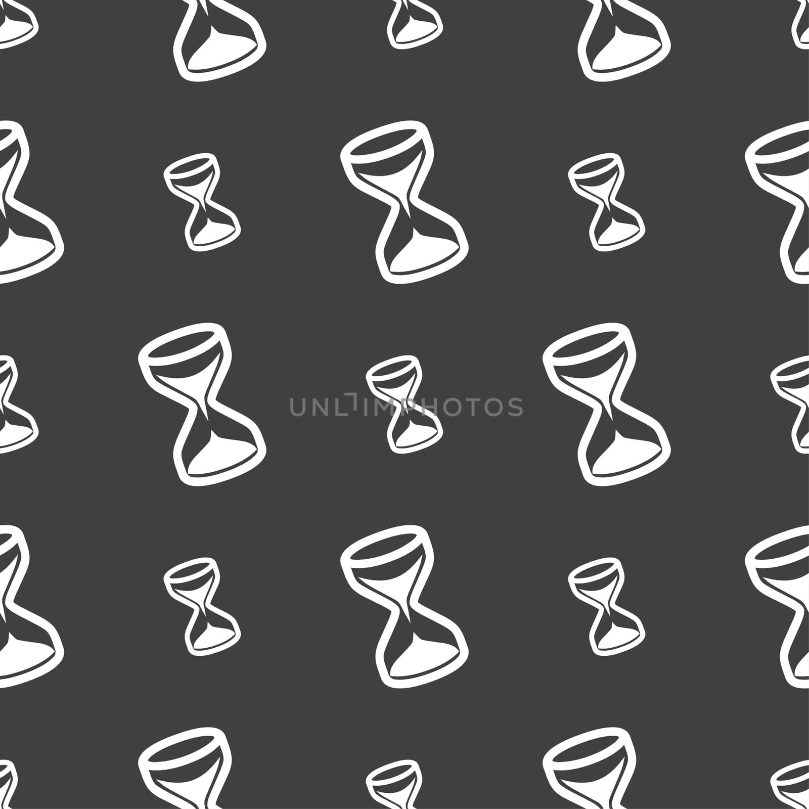 hourglass icon sign. Seamless pattern on a gray background.  by serhii_lohvyniuk