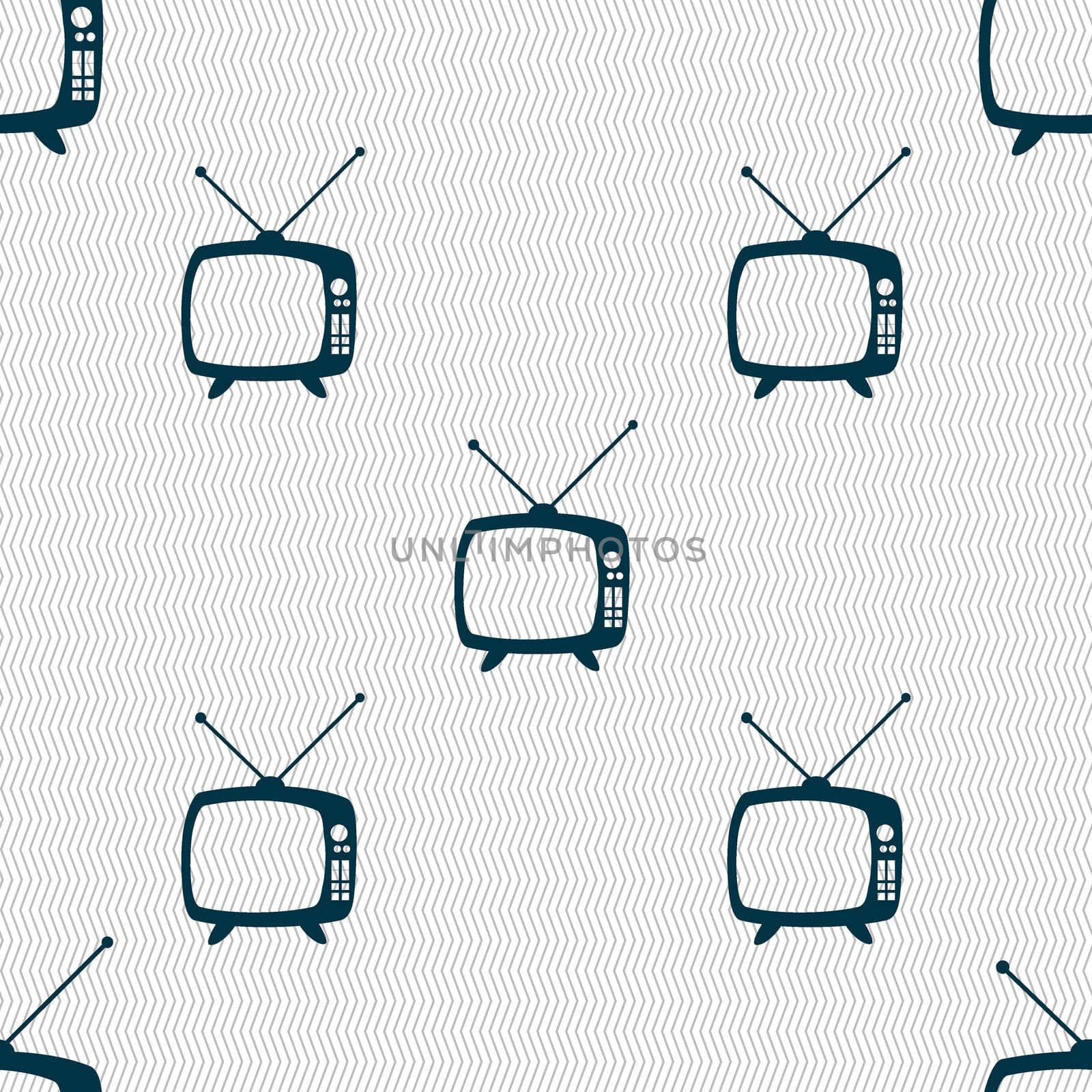 Retro TV mode sign icon. Television set symbol. Seamless abstract background with geometric shapes.  by serhii_lohvyniuk