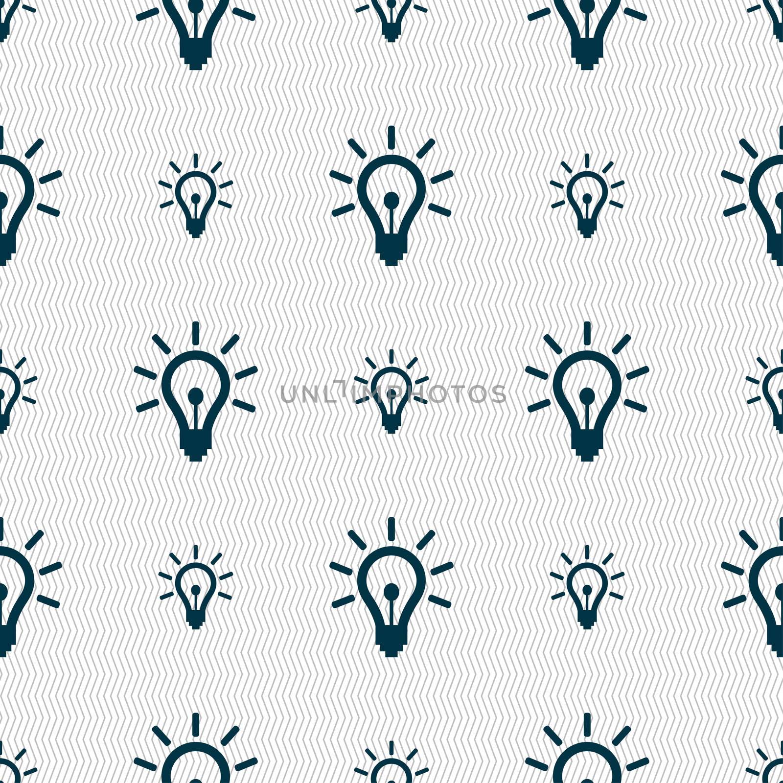 Light bulb icon sign. Seamless pattern with geometric texture. illustration