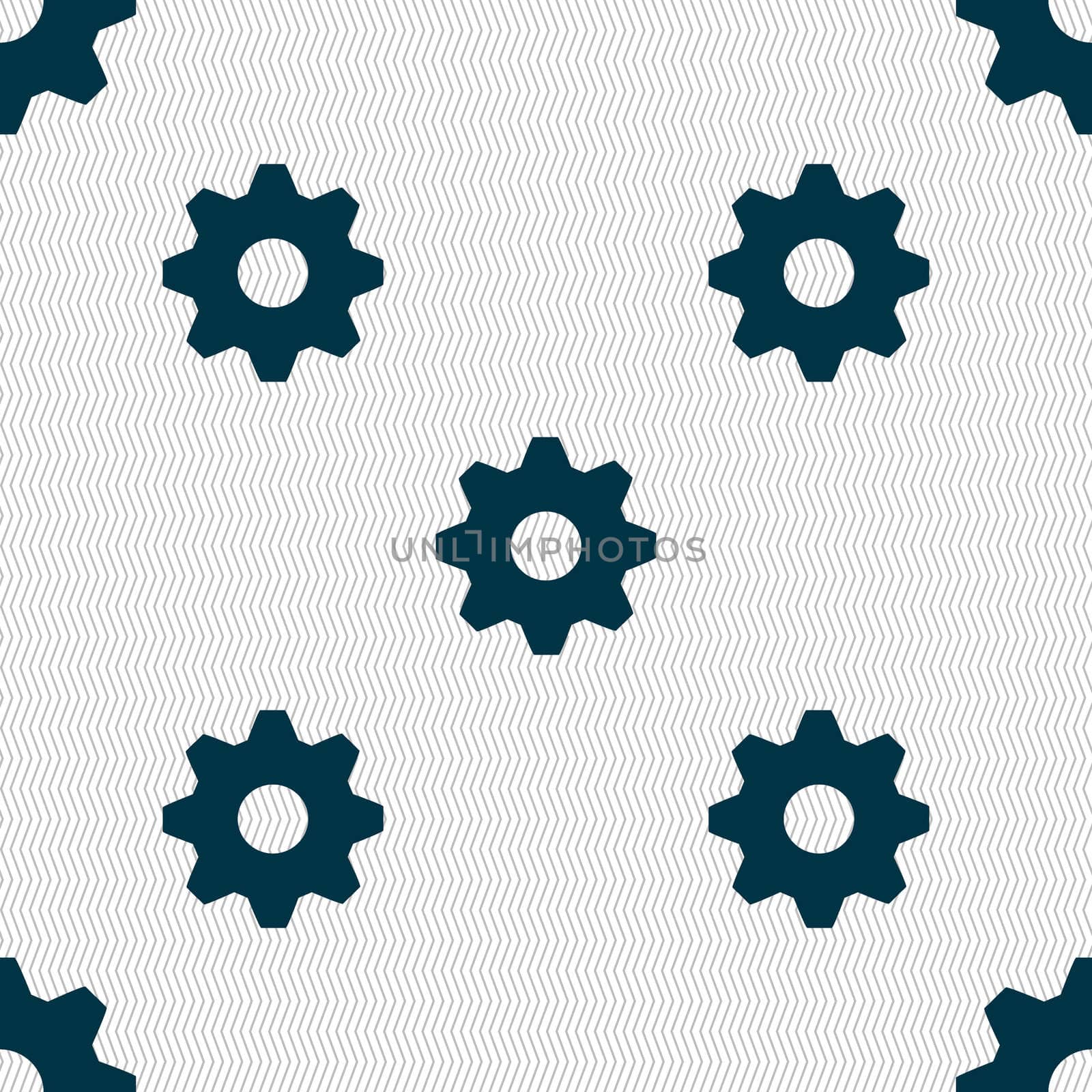 Cog settings sign icon. Cogwheel gear mechanism symbol. Seamless abstract background with geometric shapes. illustration