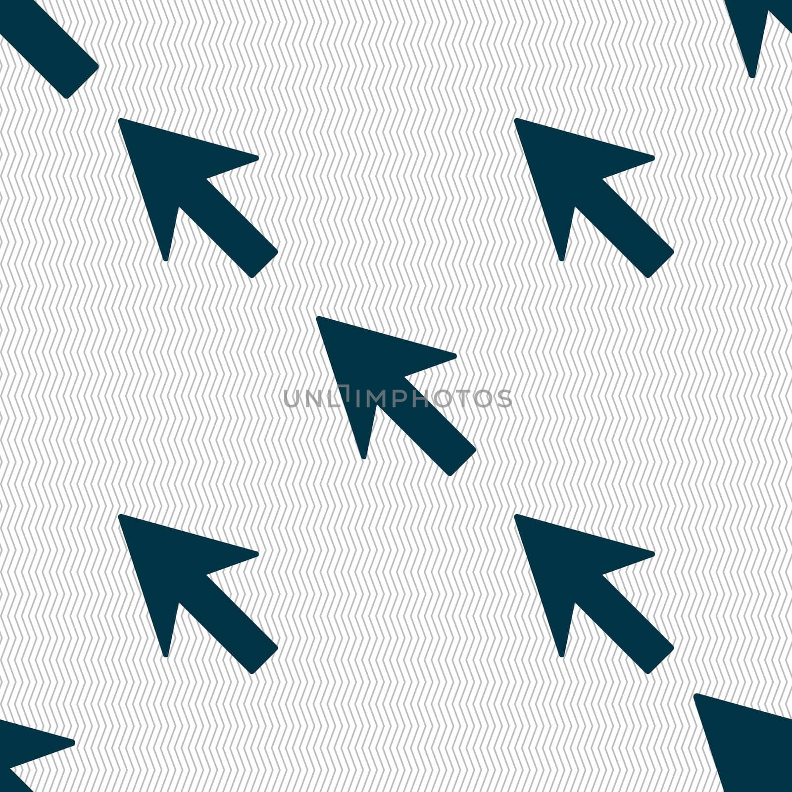 Cursor, arrow icon sign. Seamless abstract background with geometric shapes. illustration