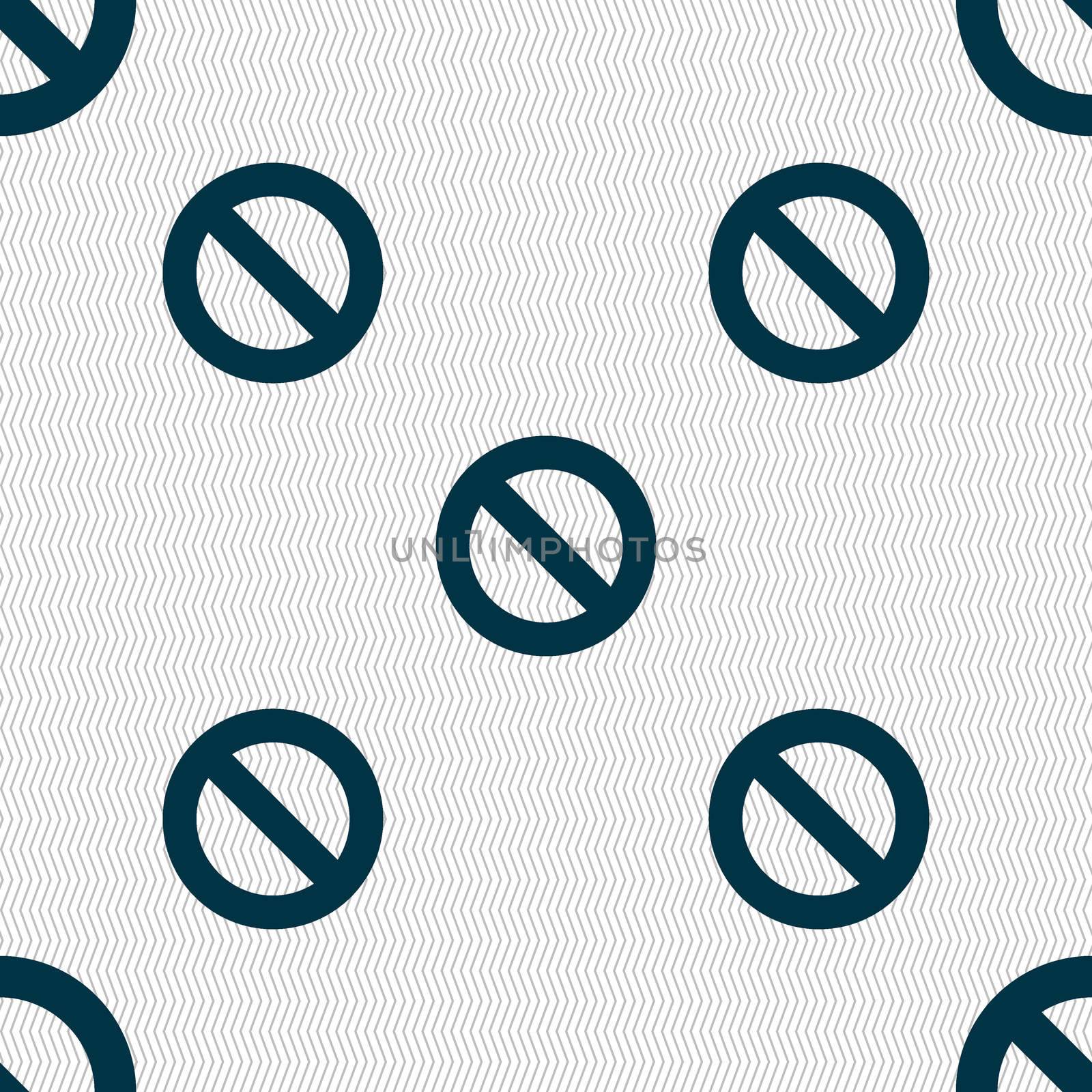 Stop sign icon. Prohibition symbol. No sign. Seamless abstract background with geometric shapes. illustration