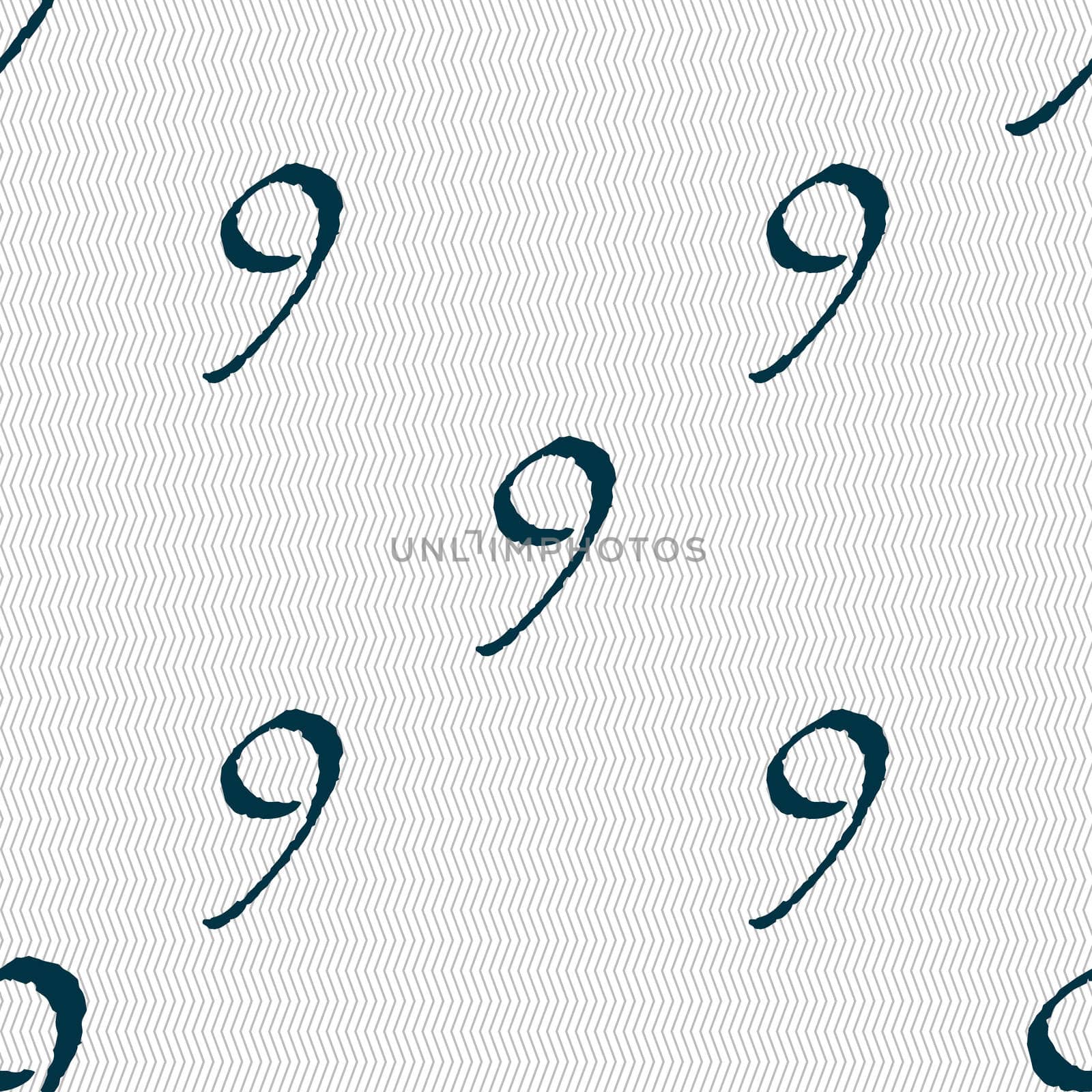 number Nine icon sign. Seamless abstract background with geometric shapes. illustration