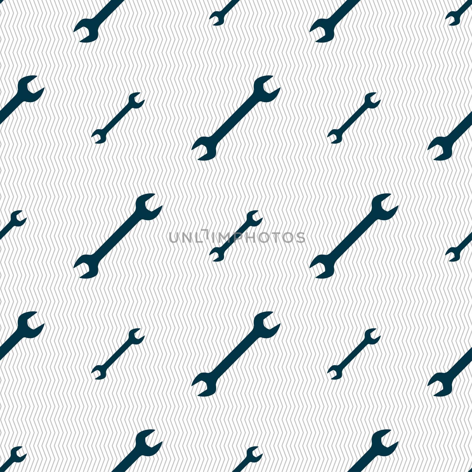 wrench icon sign. Seamless pattern with geometric texture.  by serhii_lohvyniuk