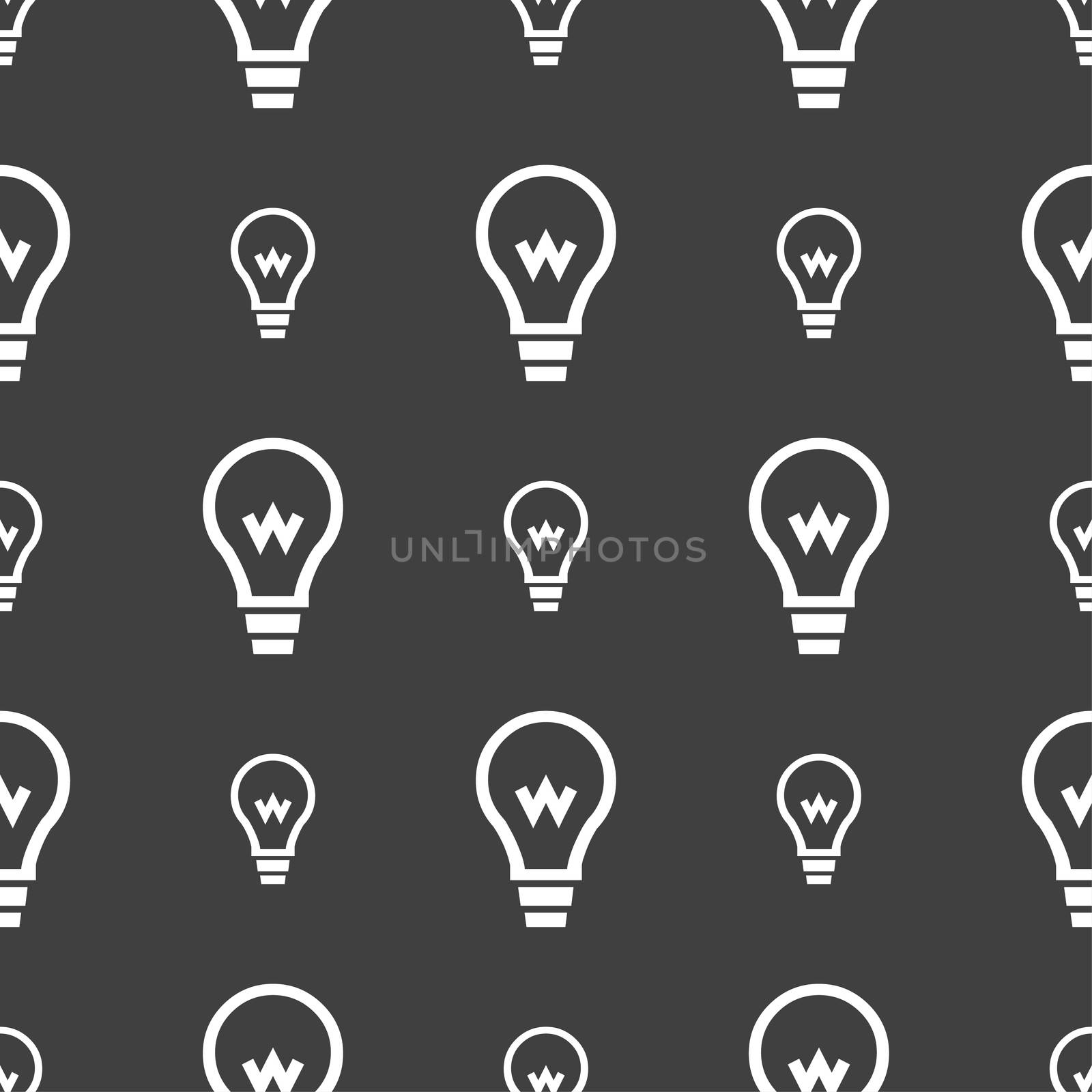 Light bulb icon sign. Seamless pattern on a gray background.  by serhii_lohvyniuk