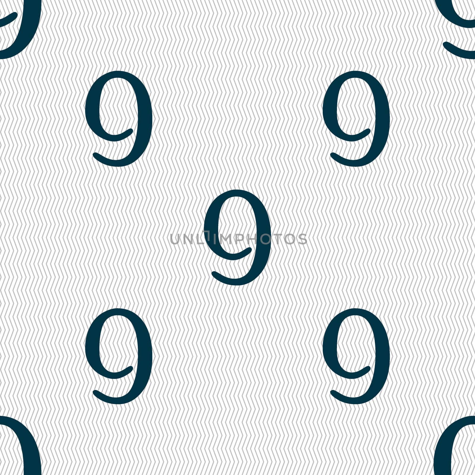 number Nine icon sign. Seamless abstract background with geometric shapes.  by serhii_lohvyniuk