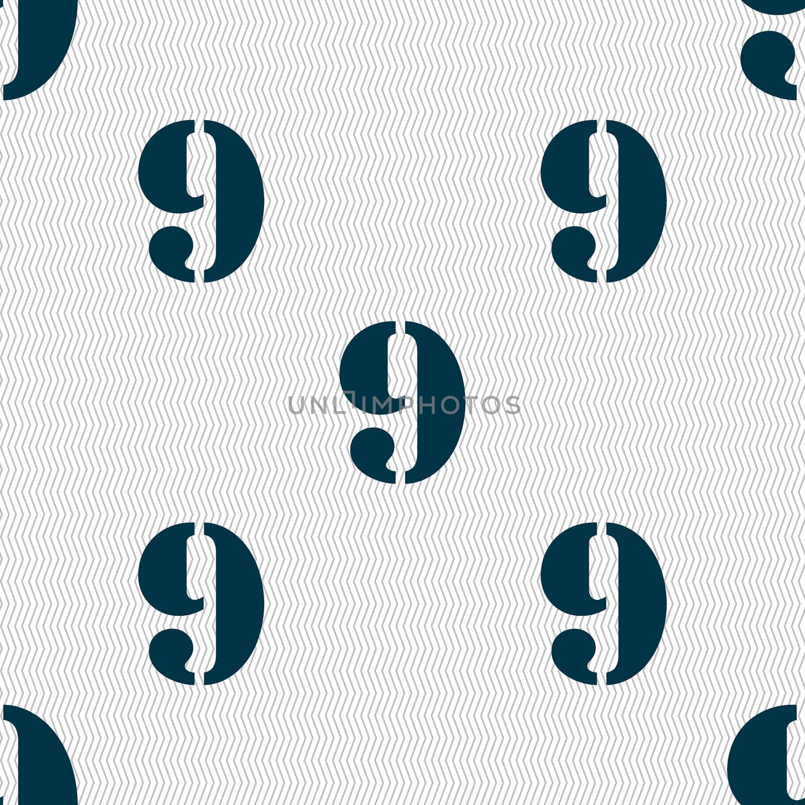 number Nine icon sign. Seamless abstract background with geometric shapes. illustration