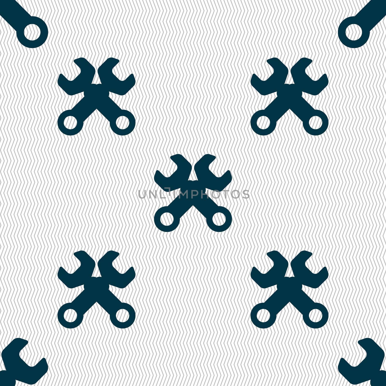 Wrench key sign icon. Service tool symbol. Seamless abstract background with geometric shapes.  by serhii_lohvyniuk