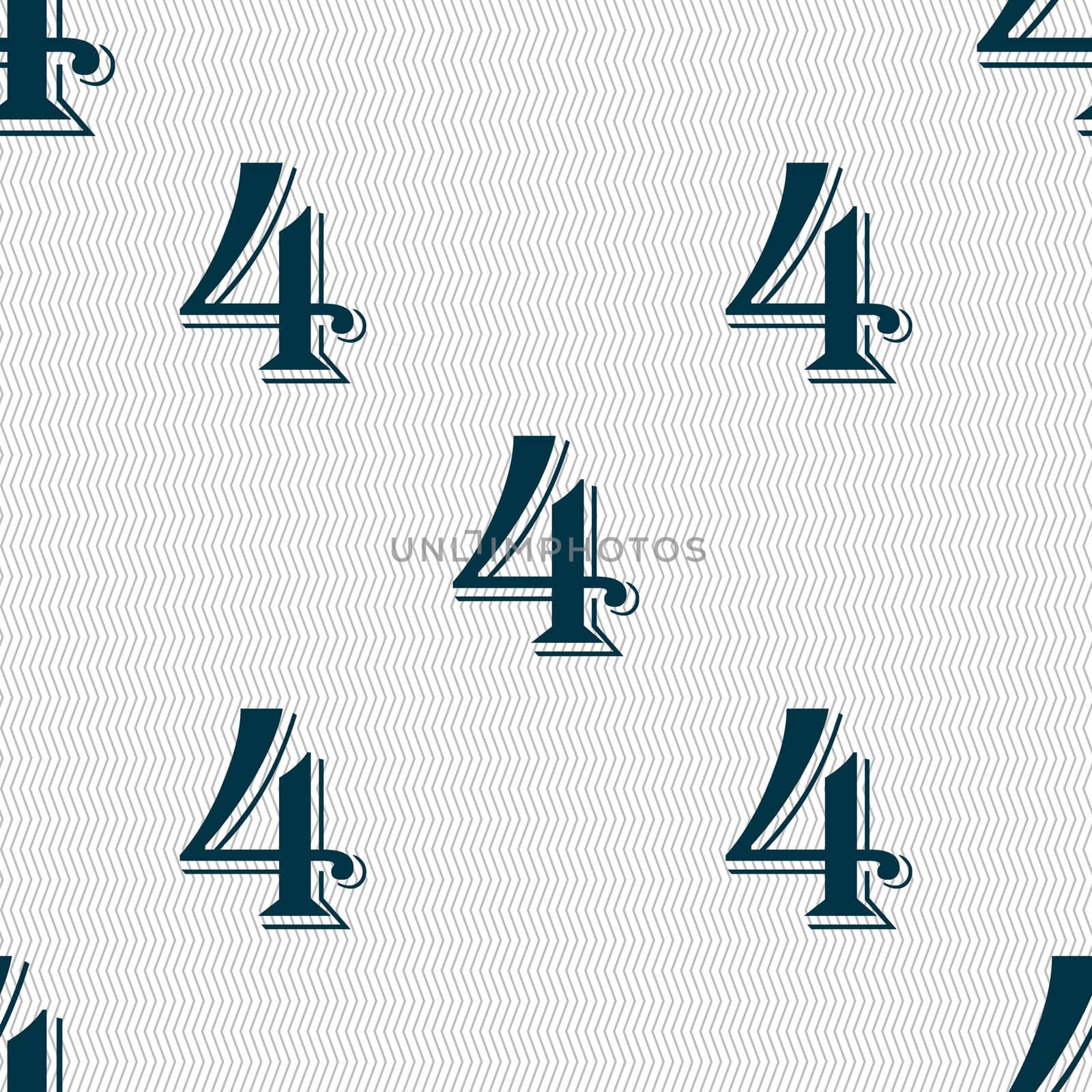 number four icon sign. Seamless abstract background with geometric shapes.  by serhii_lohvyniuk