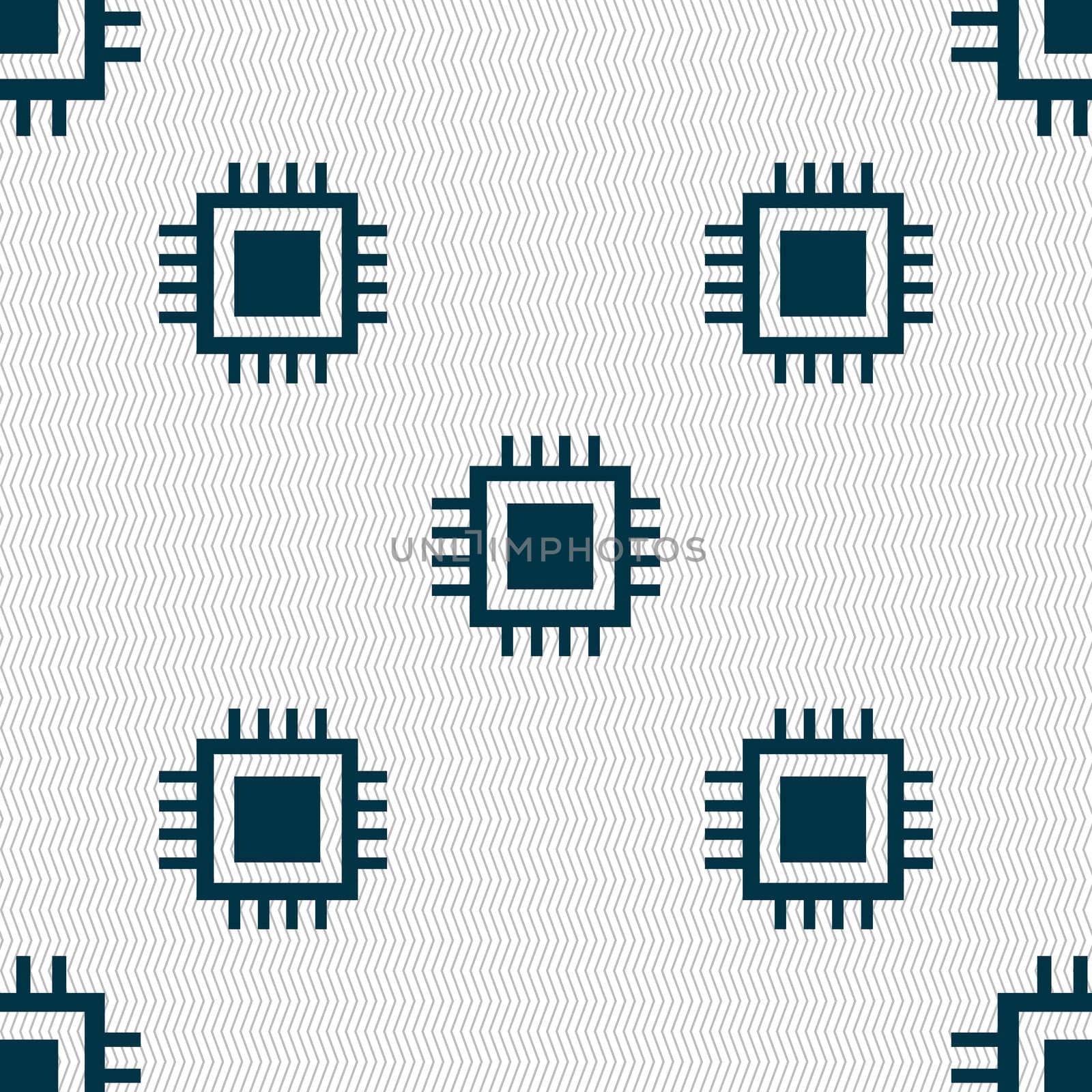 Central Processing Unit Icon. Technology scheme circle symbol. Seamless abstract background with geometric shapes.  by serhii_lohvyniuk