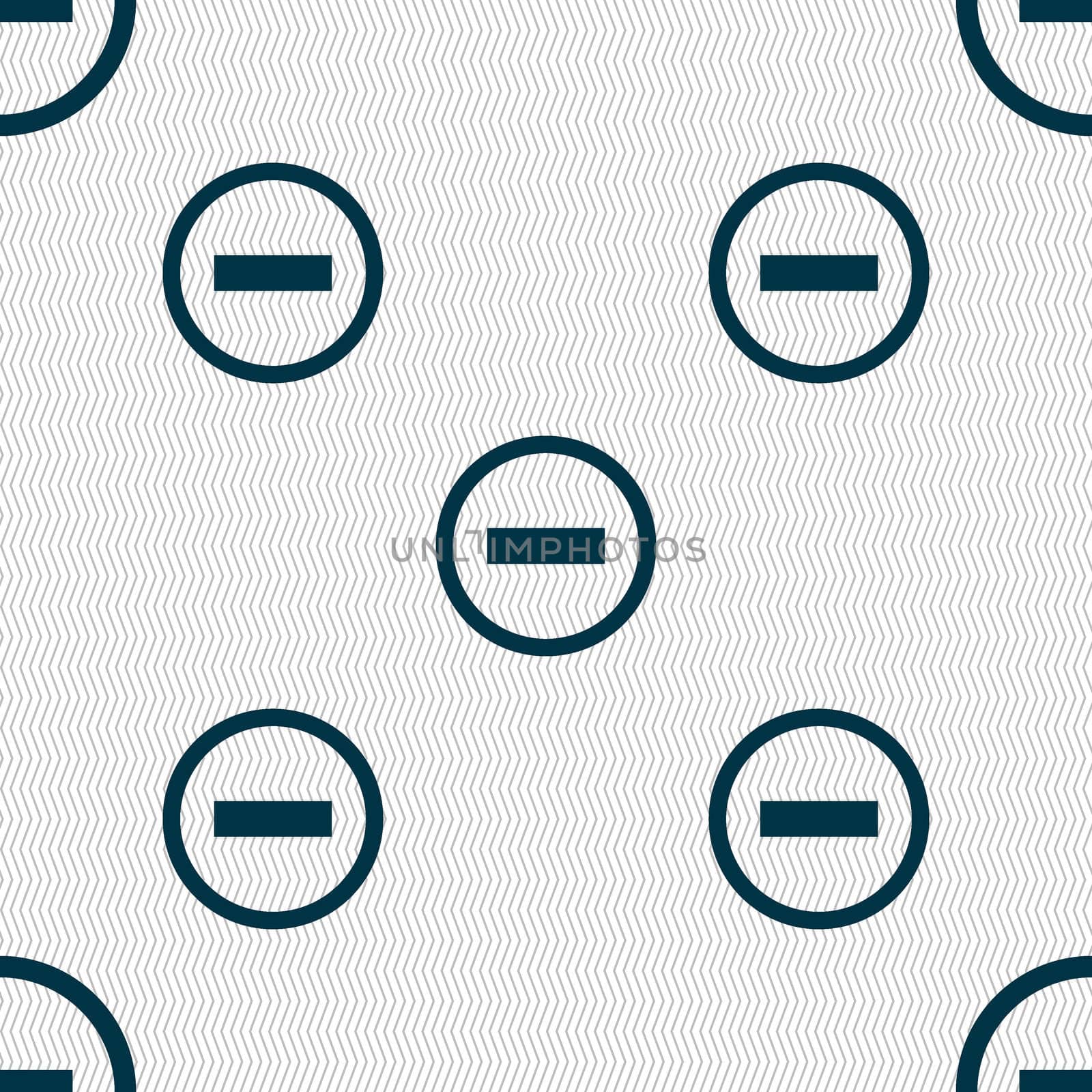 Minus sign icon. Negative symbol. Zoom out. Seamless abstract background with geometric shapes.  by serhii_lohvyniuk