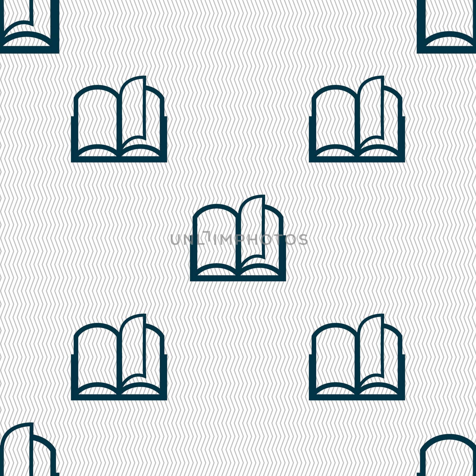 Book sign icon. Open book symbol. Seamless abstract background with geometric shapes. illustration