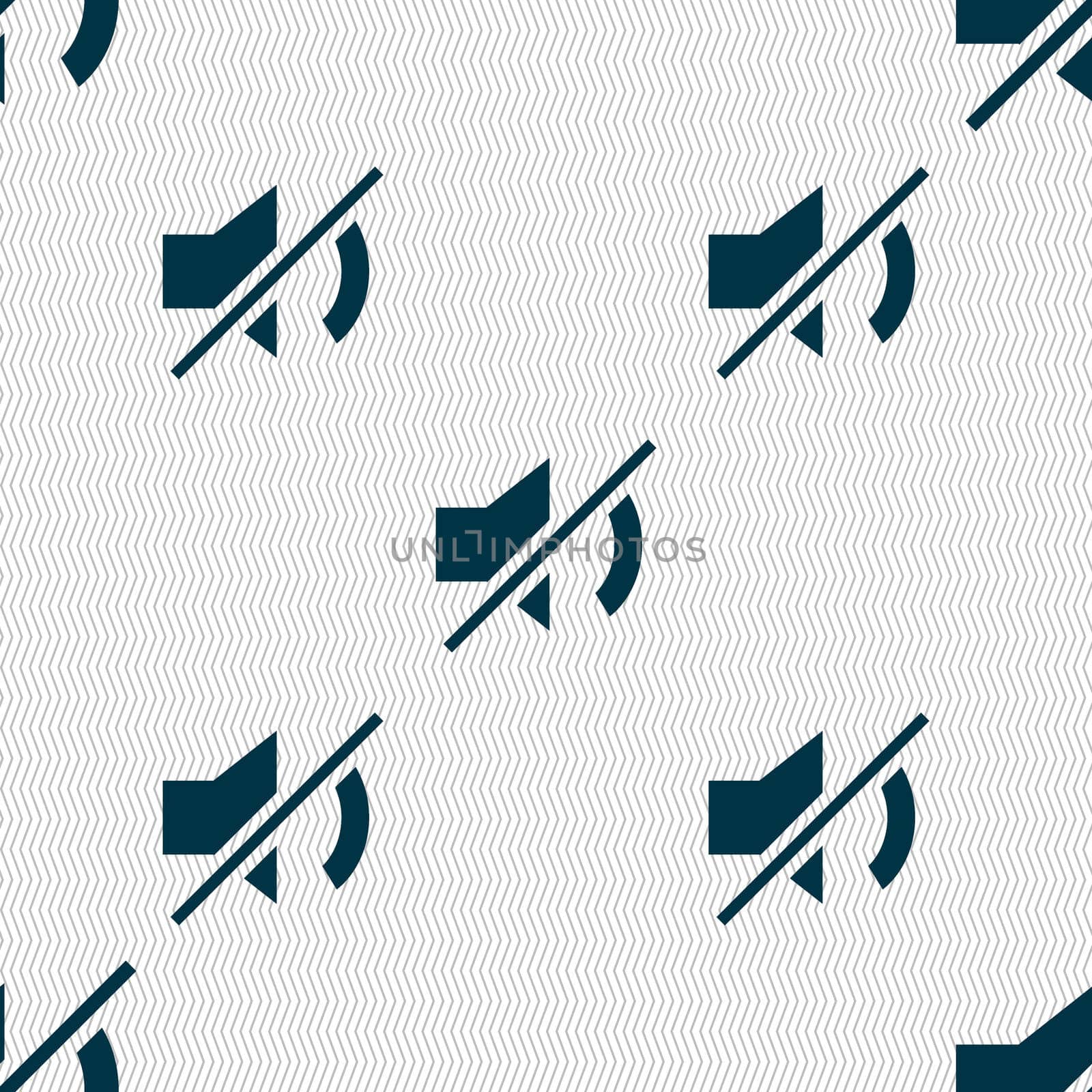 Mute speaker sign icon. Sound symbol.. Seamless abstract background with geometric shapes. illustration