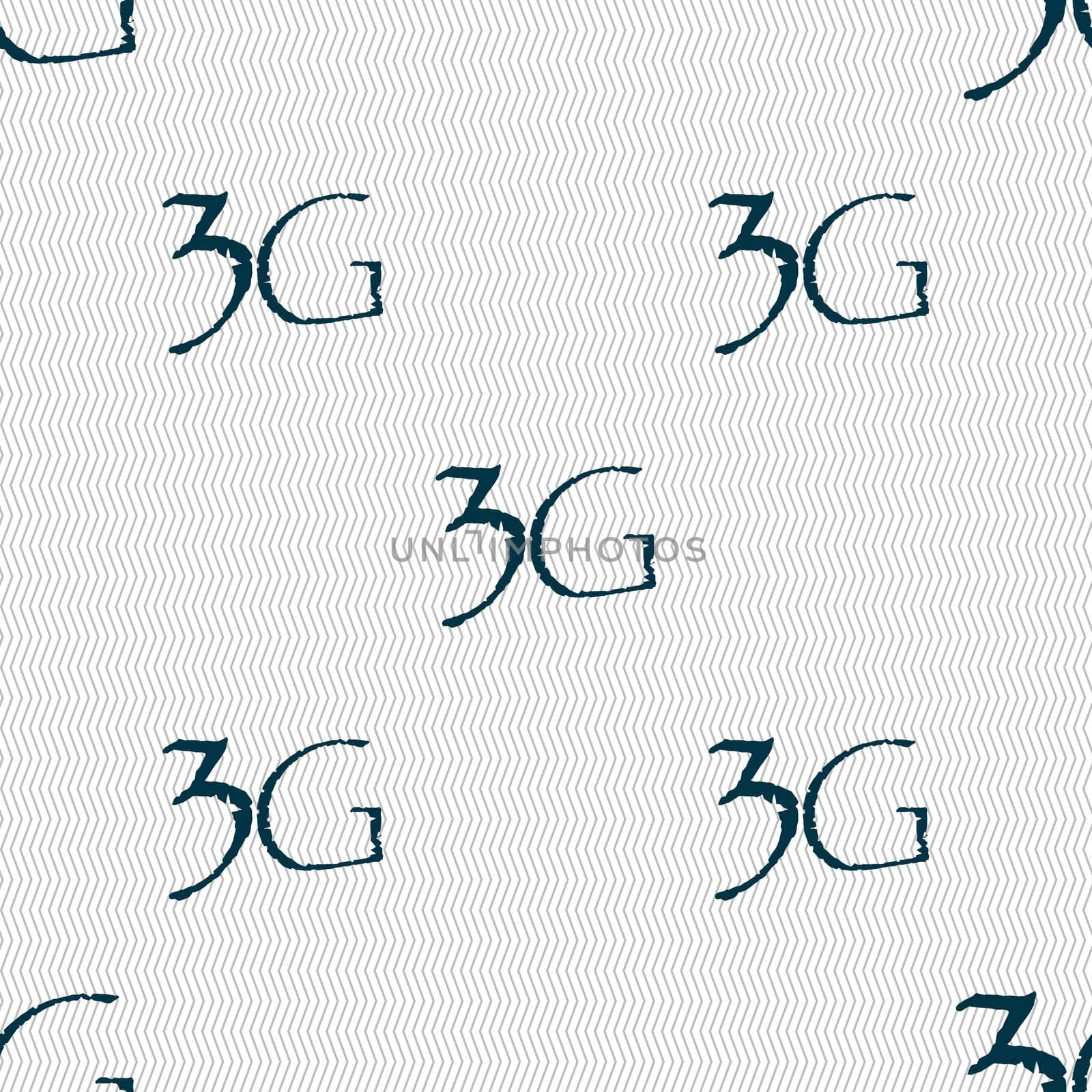 3G sign icon. Mobile telecommunications technology symbol. Seamless abstract background with geometric shapes. illustration