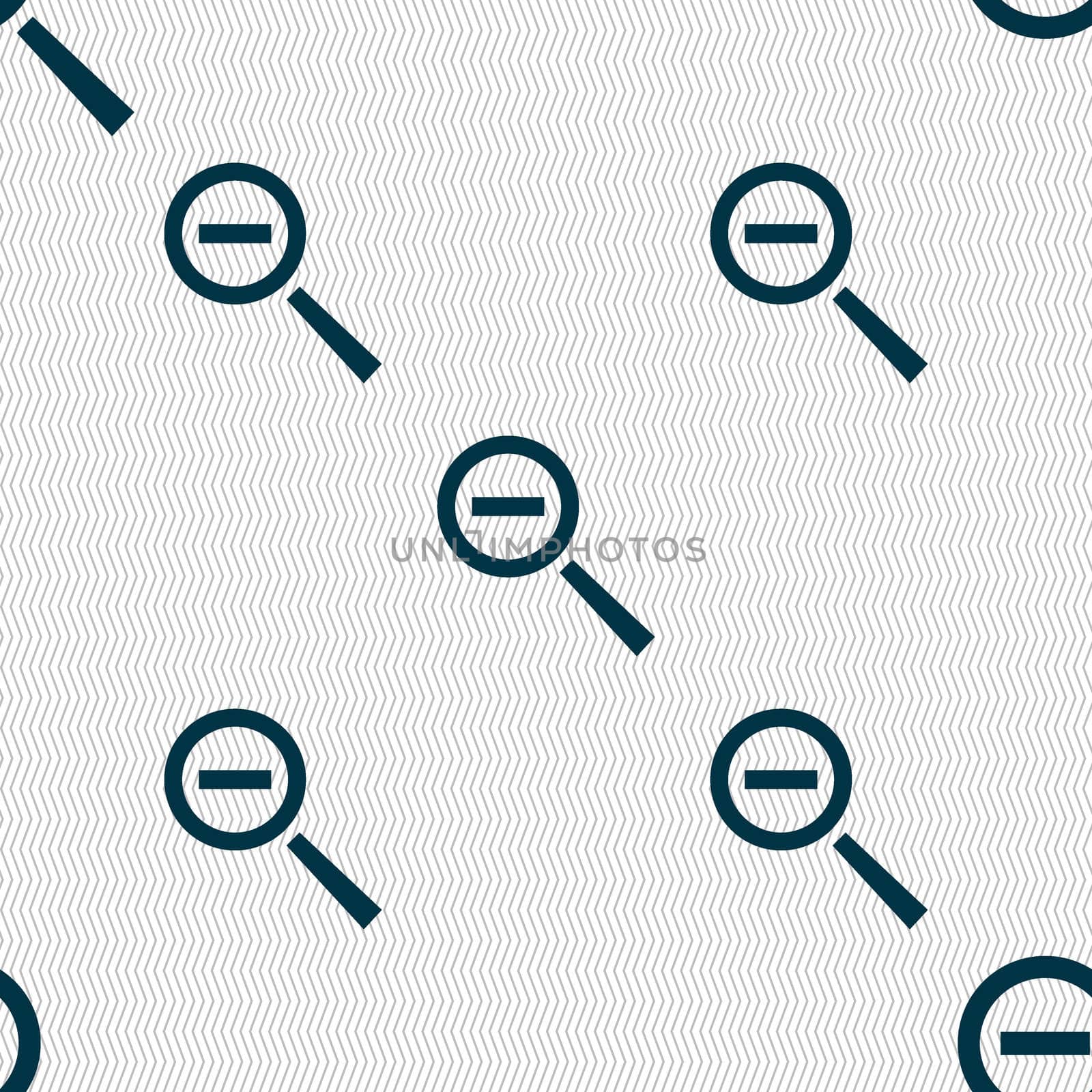 Magnifier glass, Zoom tool icon sign. Seamless abstract background with geometric shapes. illustration