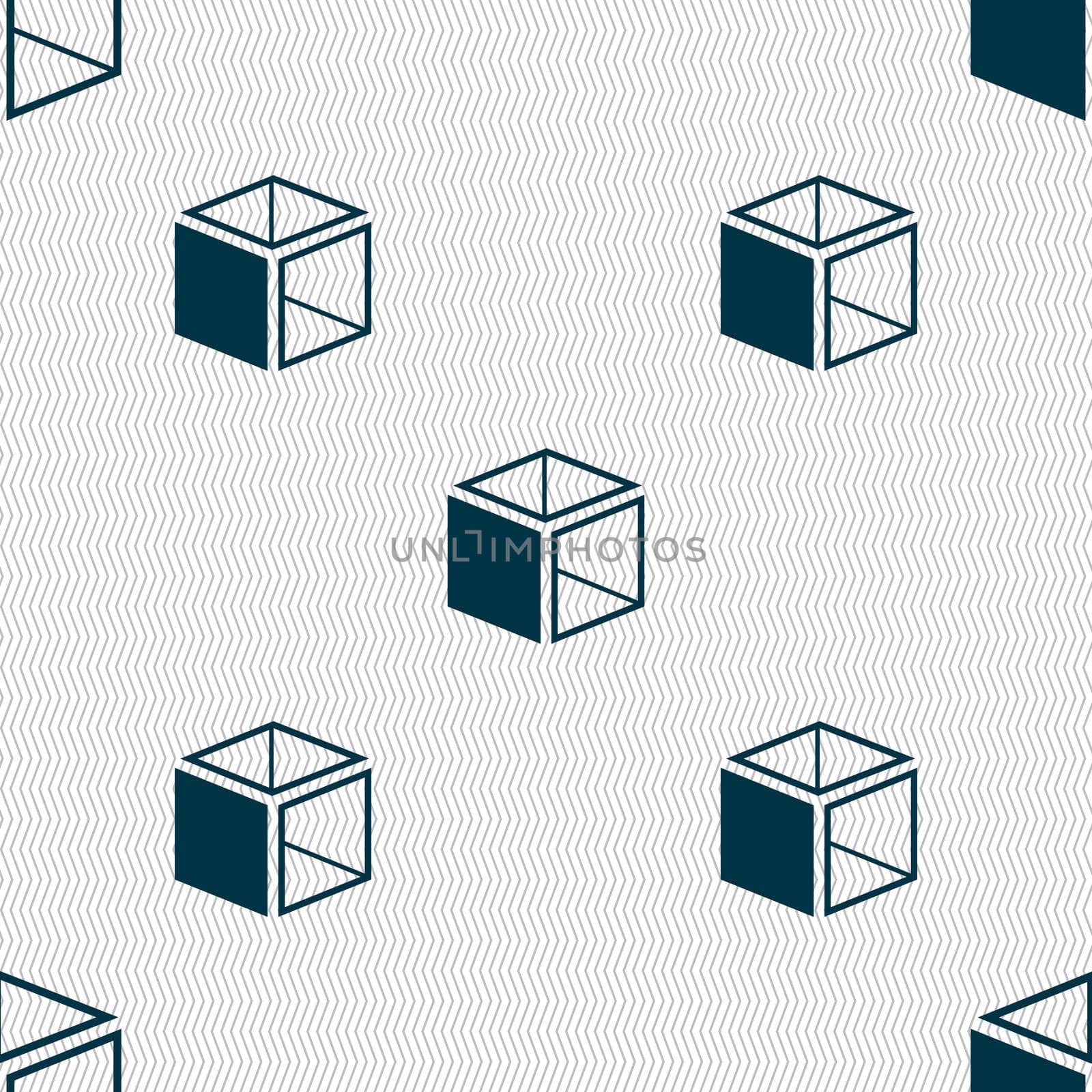 3d cube icon sign. Seamless abstract background with geometric shapes. illustration