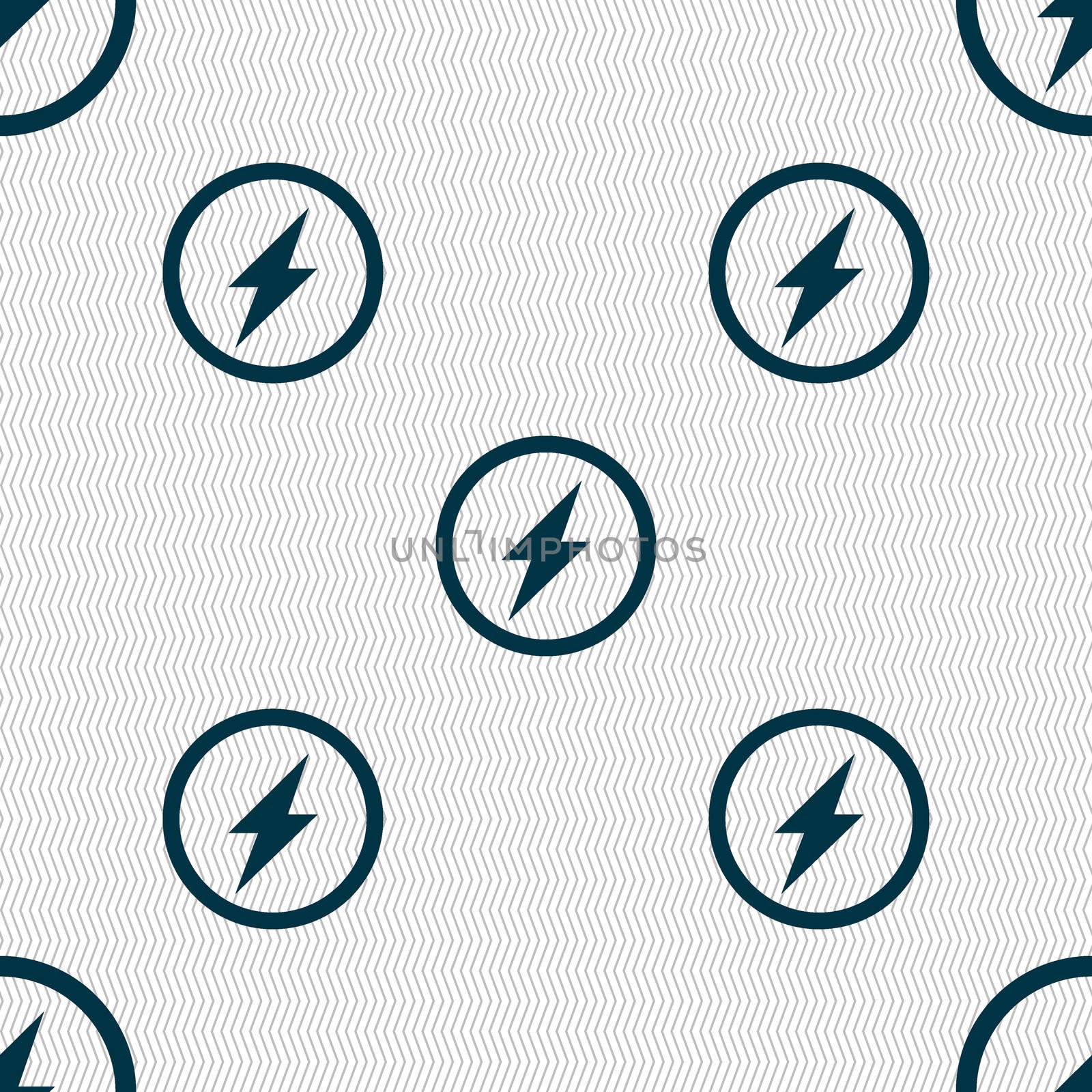 Photo flash sign icon. Lightning symbol. Seamless abstract background with geometric shapes. illustration