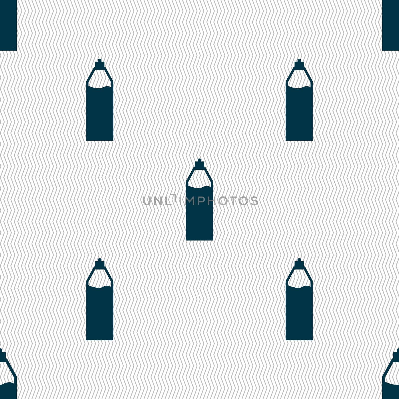 Plastic bottle with drink icon sign. Seamless abstract background with geometric shapes.  by serhii_lohvyniuk