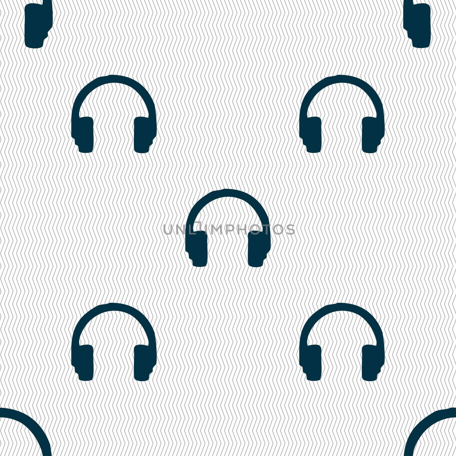 headsets icon sign. Seamless pattern with geometric texture. illustration