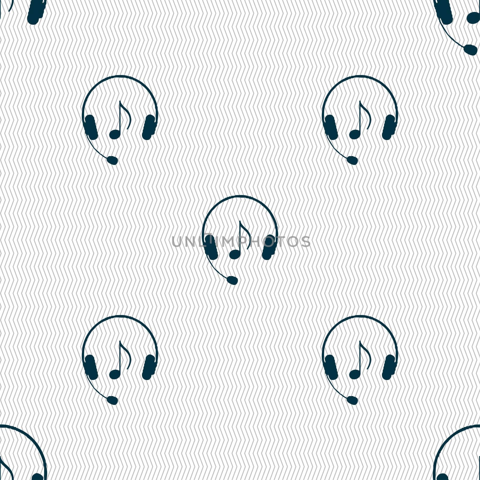 headsets icon sign. Seamless pattern with geometric texture. illustration