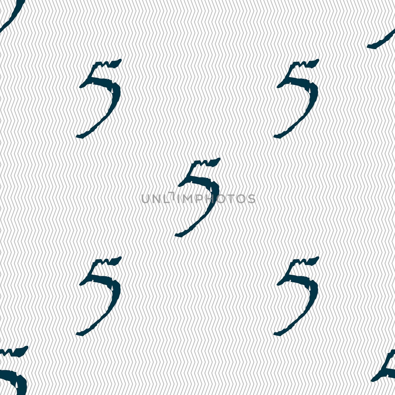 number five icon sign. Seamless abstract background with geometric shapes.  by serhii_lohvyniuk