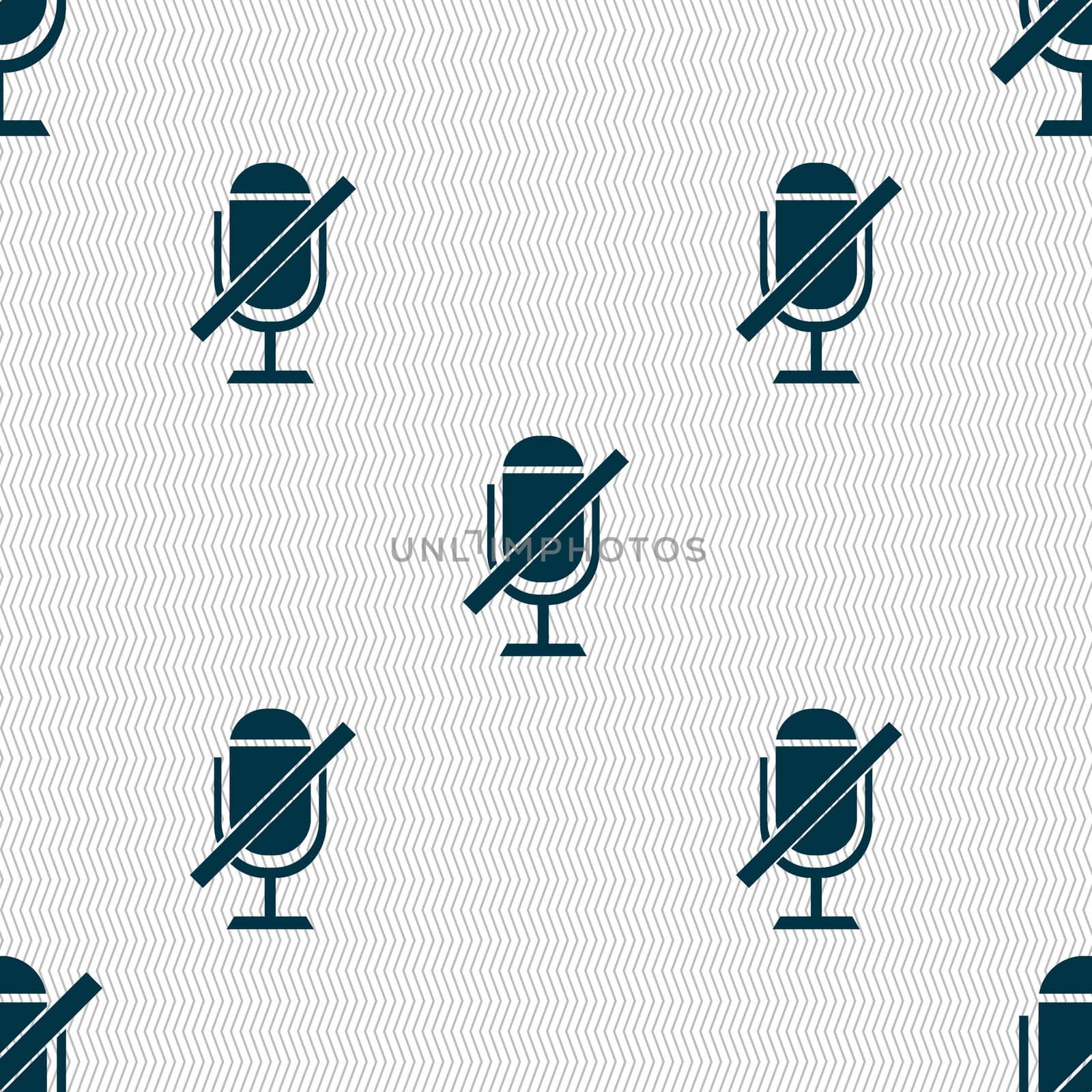 No Microphone sign icon. Speaker symbol. Seamless abstract background with geometric shapes. illustration