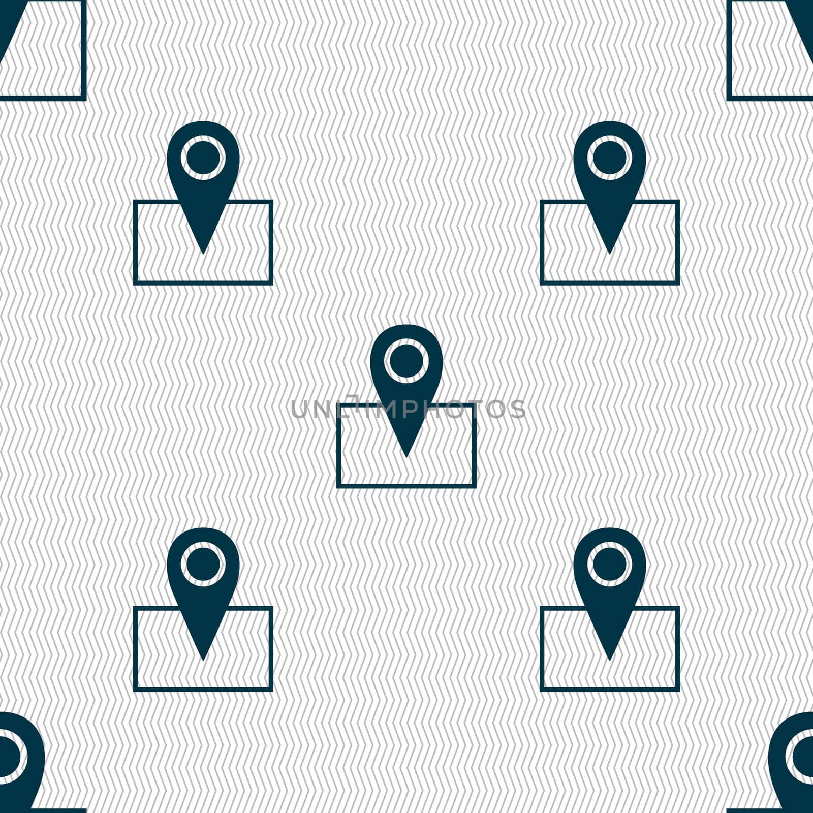 Map pointer icon sign. Seamless abstract background with geometric shapes.  by serhii_lohvyniuk